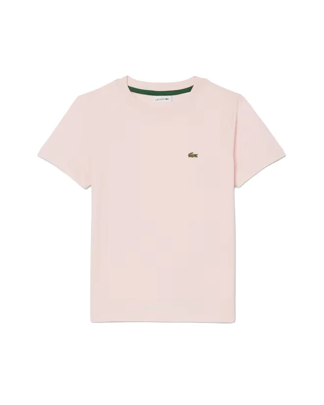 Lacoste Kids T-Shirt Rosa con Ricamo Logo per Bambine
