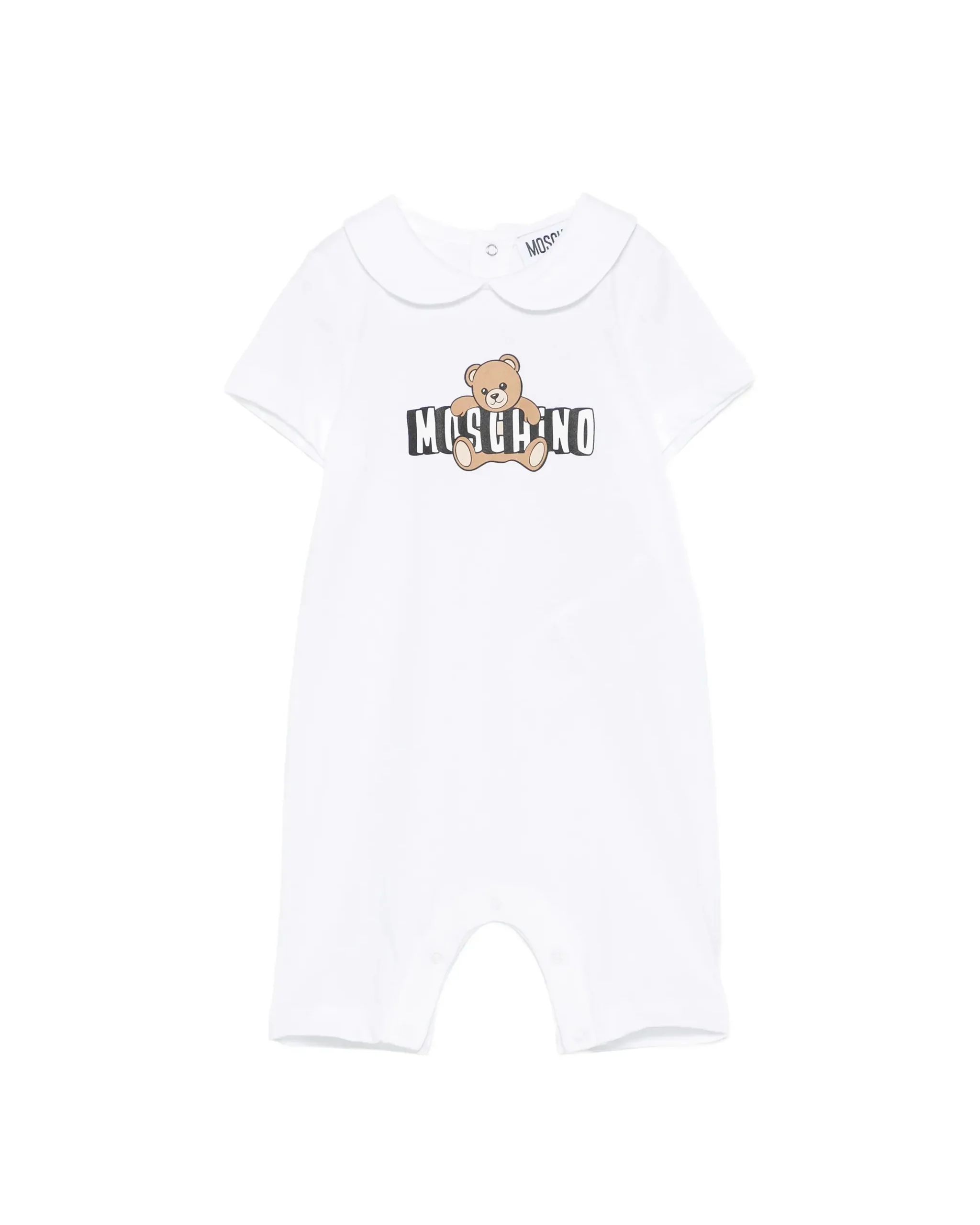 Moschino Kids Pagliaccetto Bianco con Logo Teddy Bear per Neonati