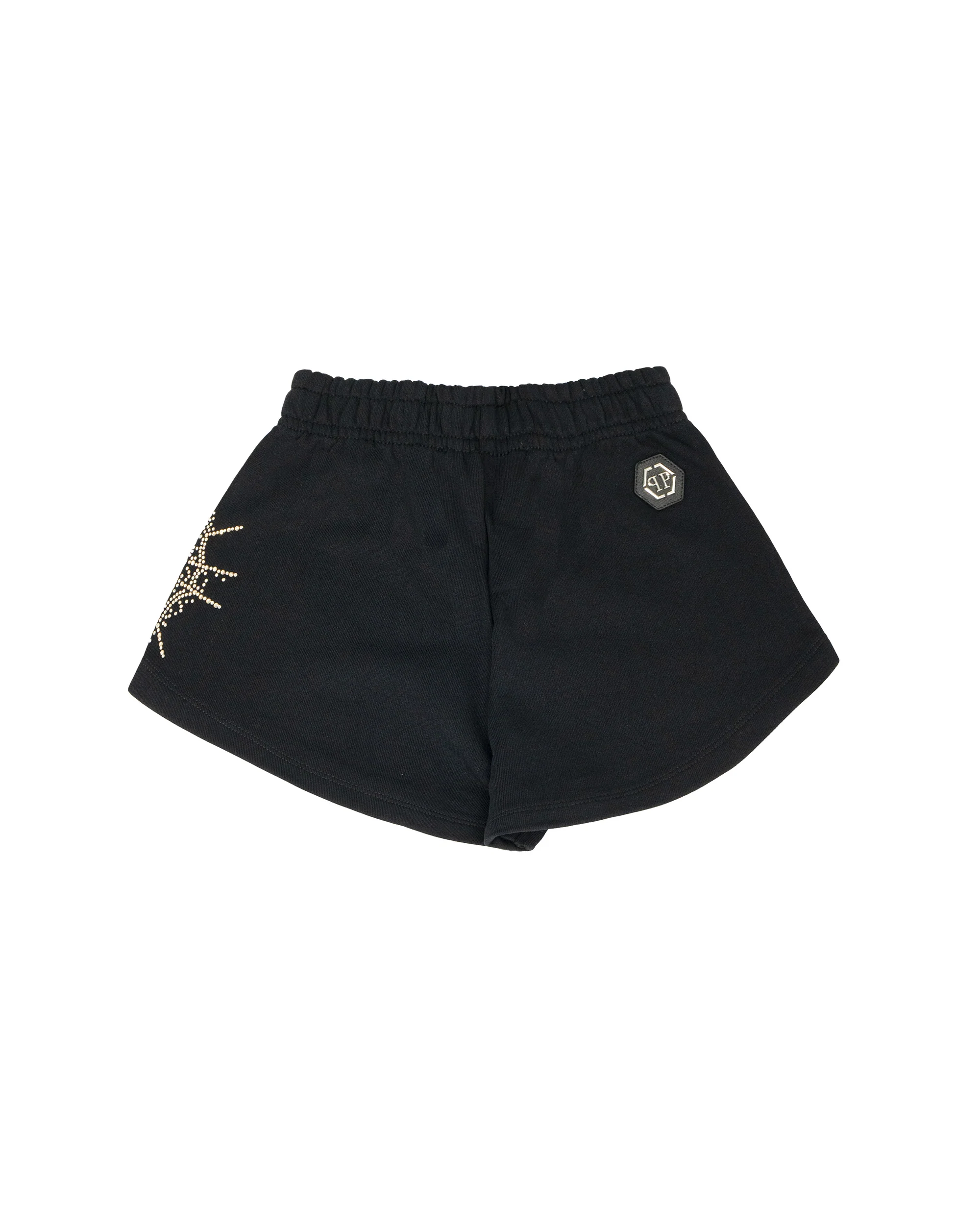 Philipp Plein Kids Short Nero con Applicazioni Brillantini per Bambine