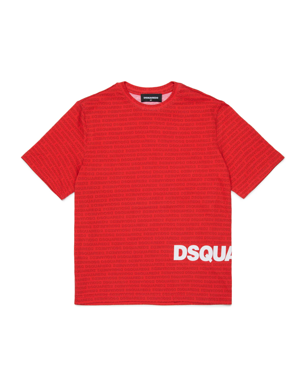 Dsquared Kids T-shirt per Bambini con Stampe Logo All-Over e Maxi Stampa a Contrasto per Bambini