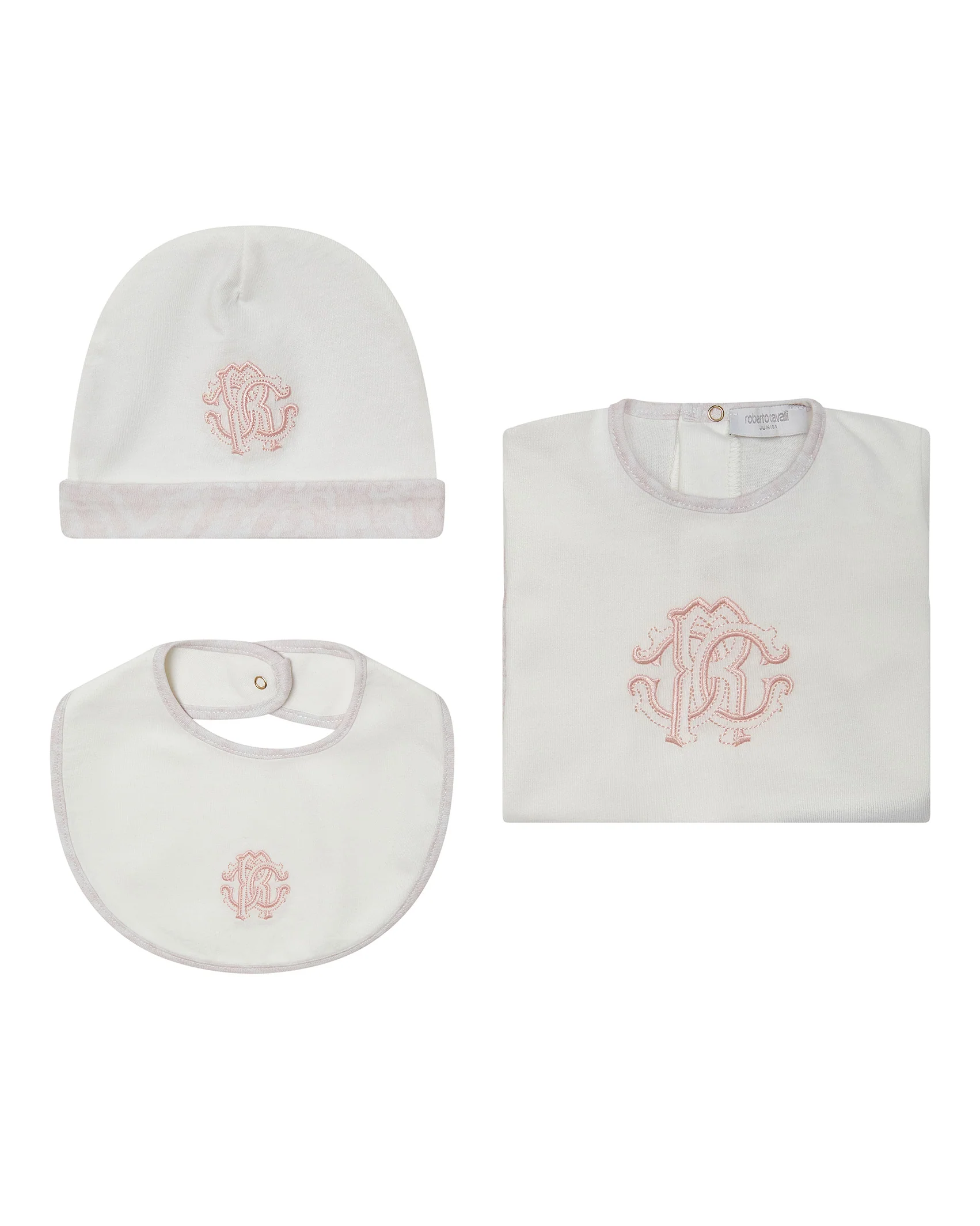 Roberto Cavalli Kids Set Tutina+Bavetta e Cappellino per Neonate