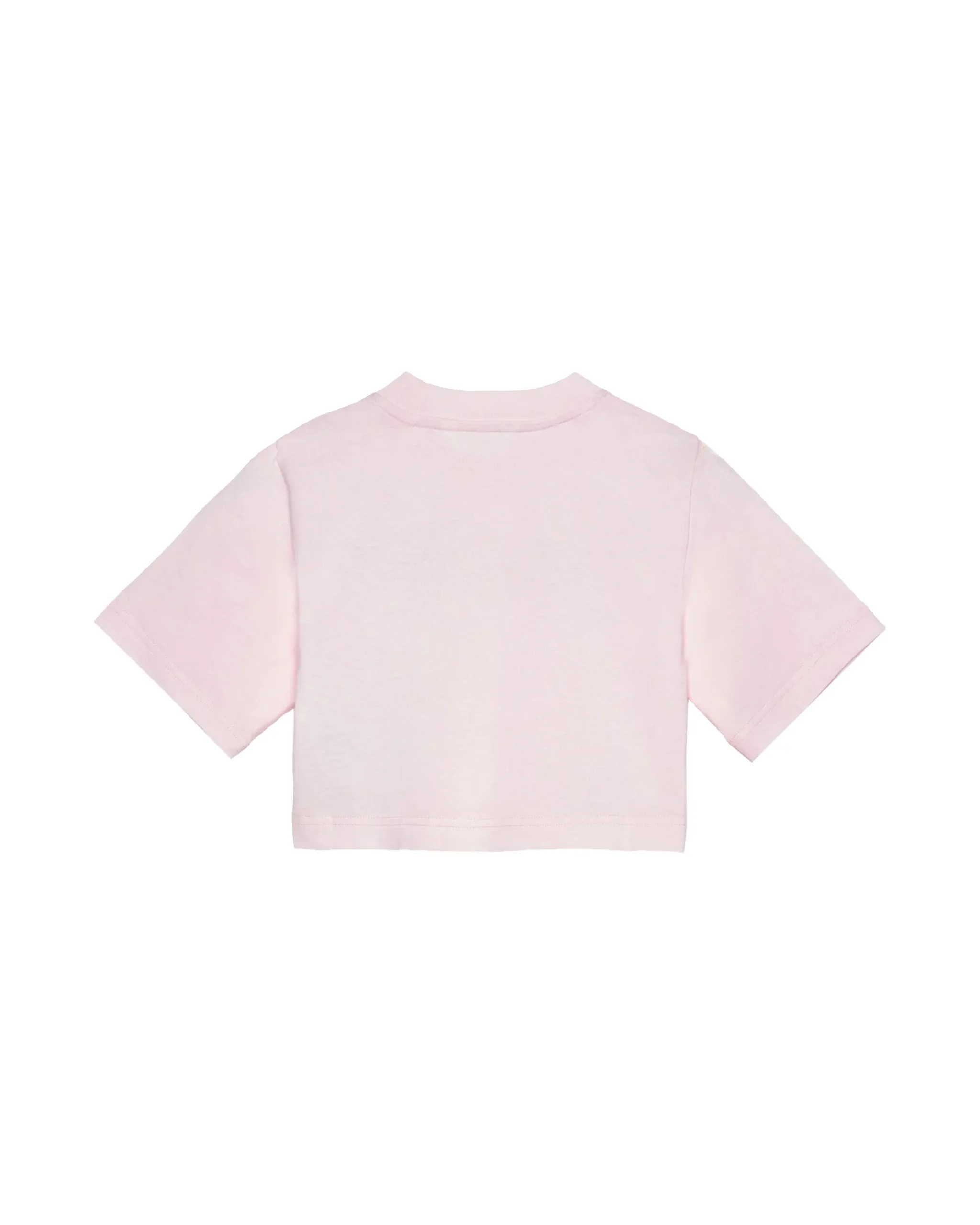 Palm Angels Kids T-Shirt Crop Rosa con Stampa Logo Arricchita di Strass per Bambine