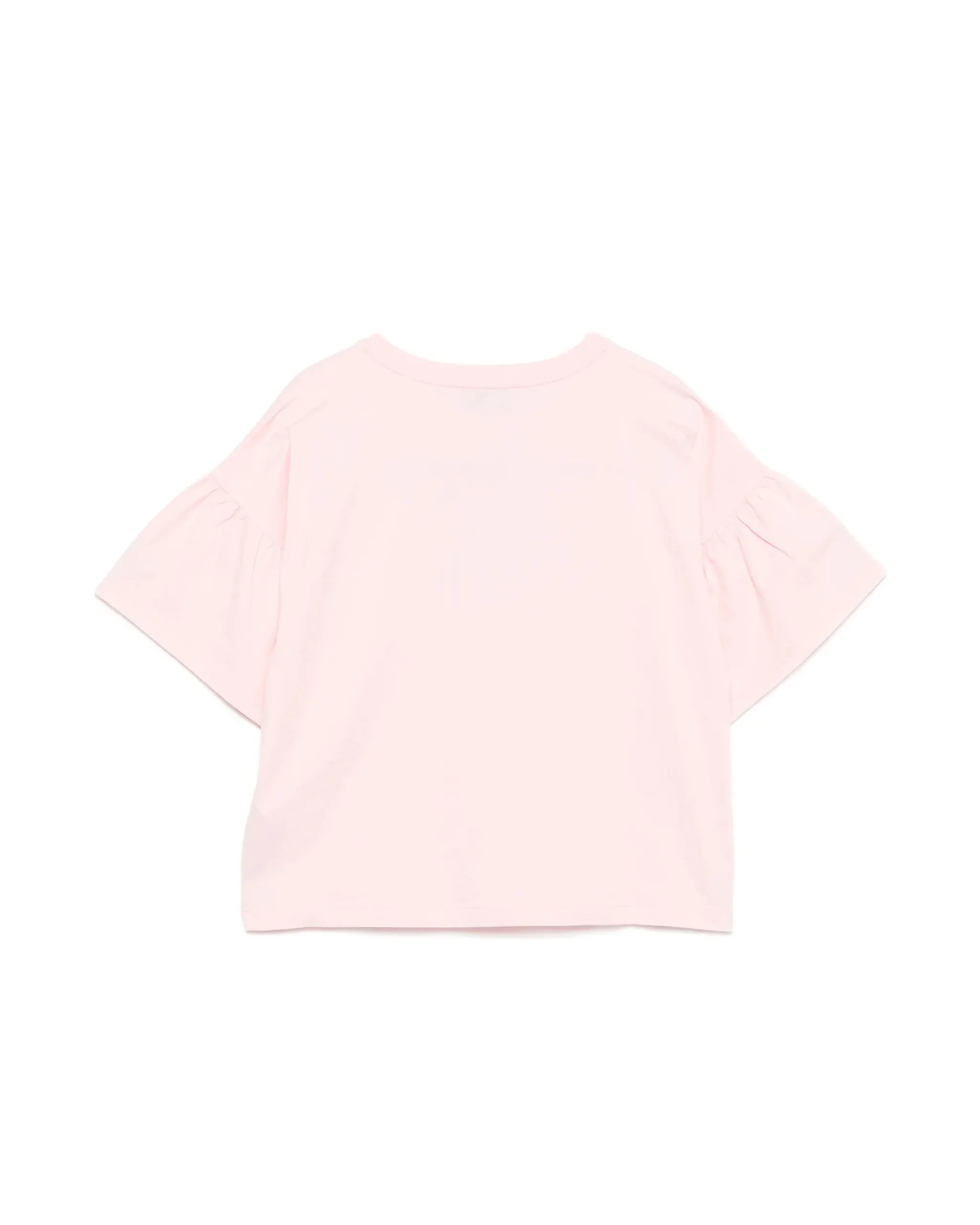Moschino Kids T-Shirt Rosa Crop con Manica Rouches per Bambine