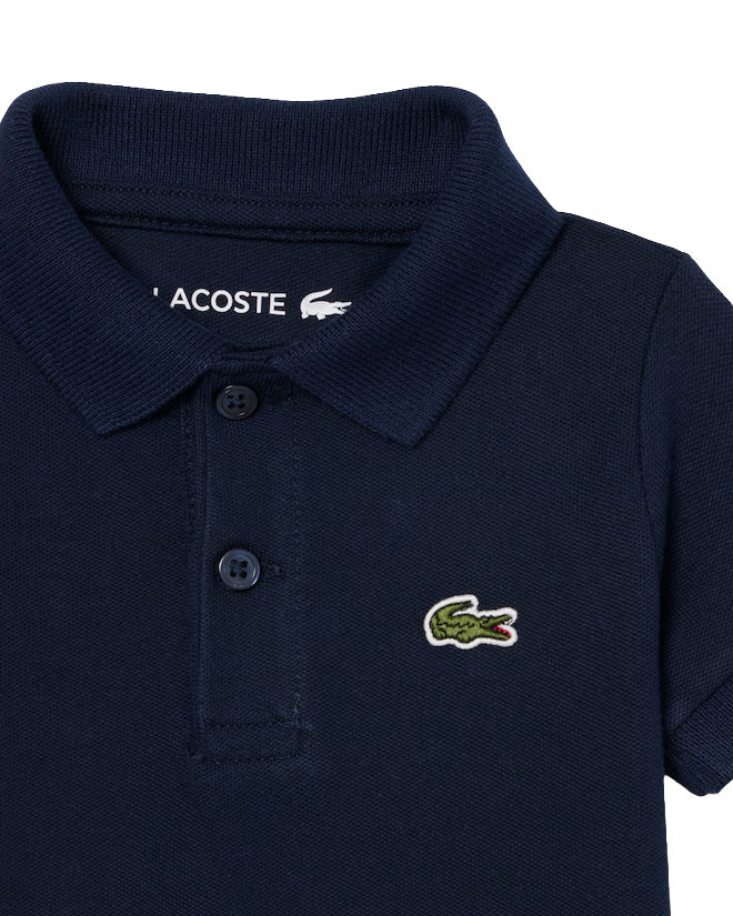 Lacoste Kids Pagliacetto a Polo Blu con Logo Ricamato per Neonati