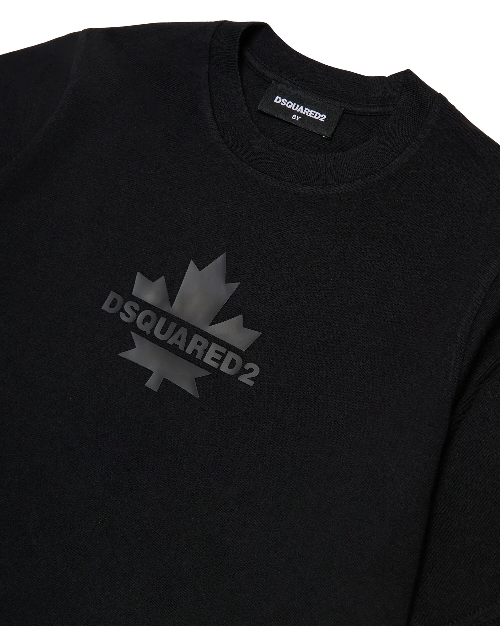 Dsquared2 Kids T-shirt Nera con Stampa Logo Foglio d'acero per Bambini