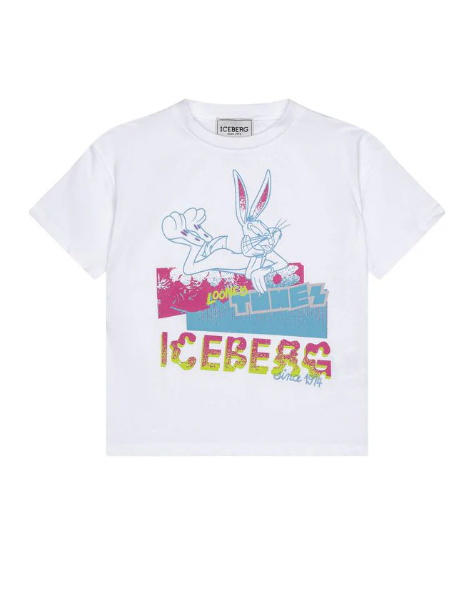 Iceberg Kids T-Shirt Bianco con Stampa per Bambine
