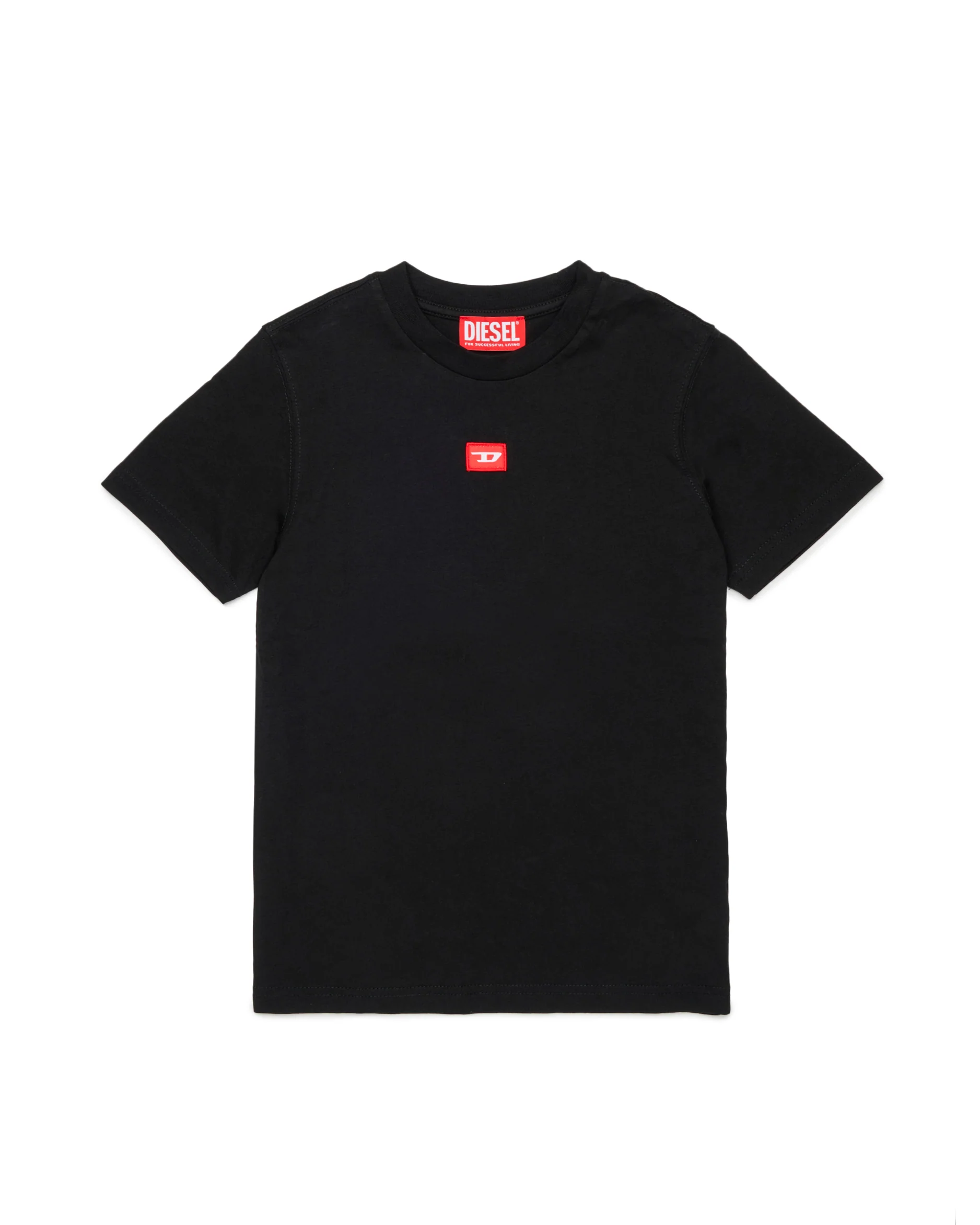 Diesel Kids T-shirt Nera con Ricamo Logo a Contrasto Unisex