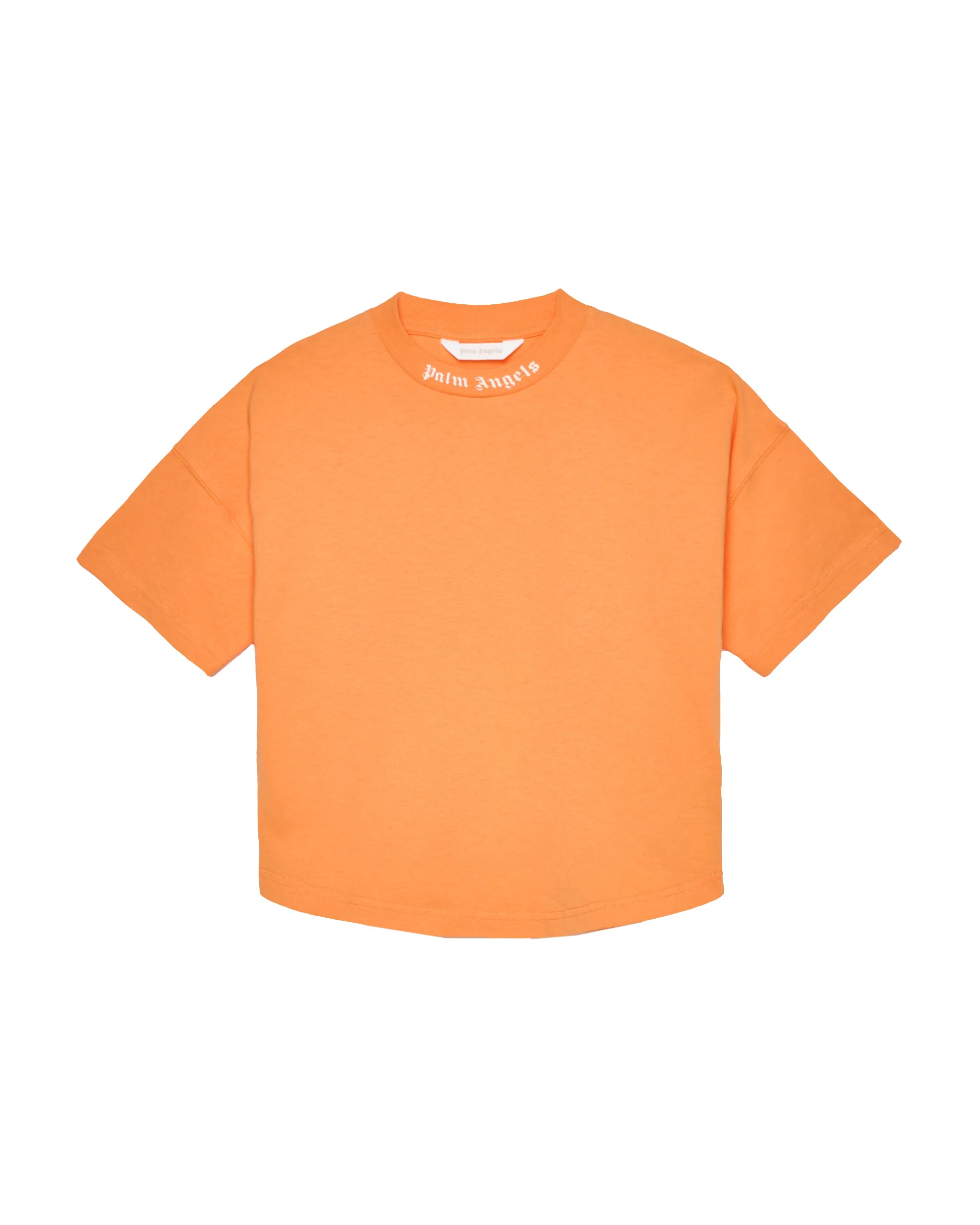 Palm Angels Kids T-Shirt Crop Arancione con Stampa Logo per Bambine