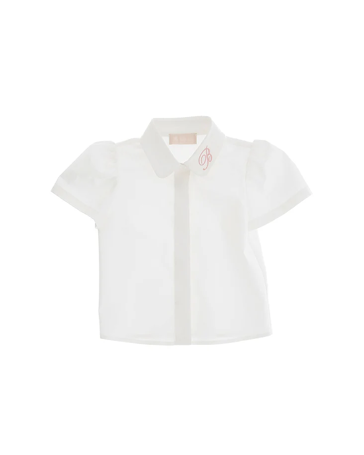 Blumarine Kids Camicia Bianca con Dettaglio Logo per Neonate