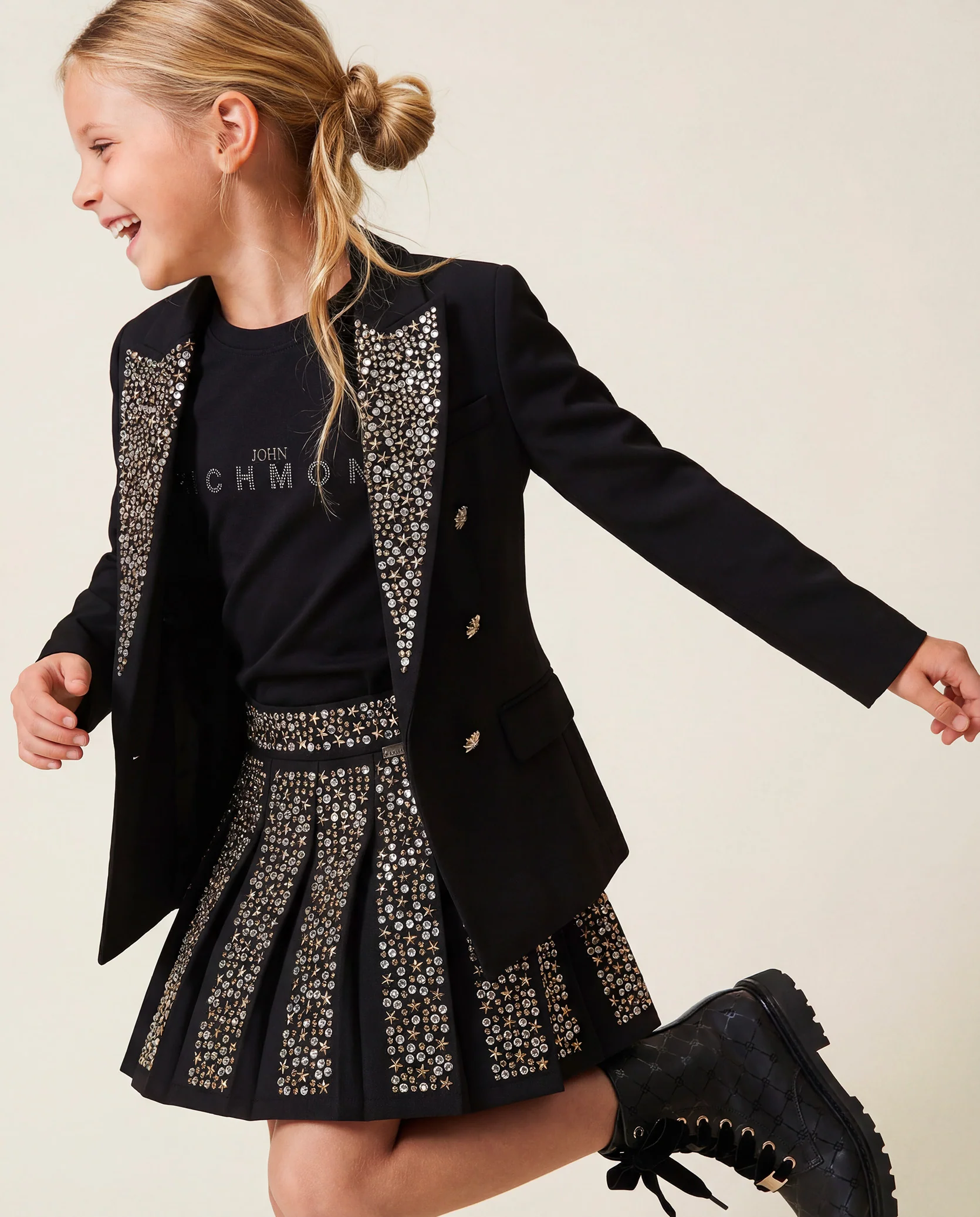 John Richmond Kids T-Shirt Nero con Stampa Logo per Bambini