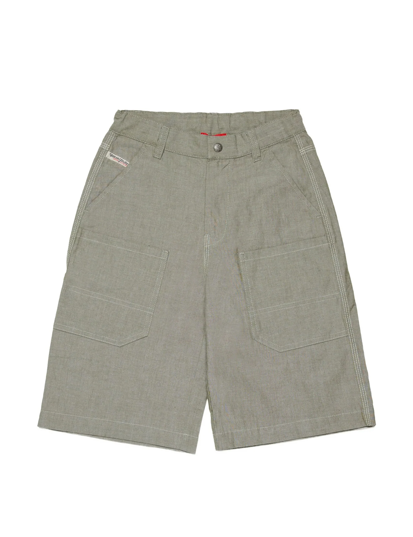 Diesel Kids Bermuda con Tasche Verde/Grigio per Bambini