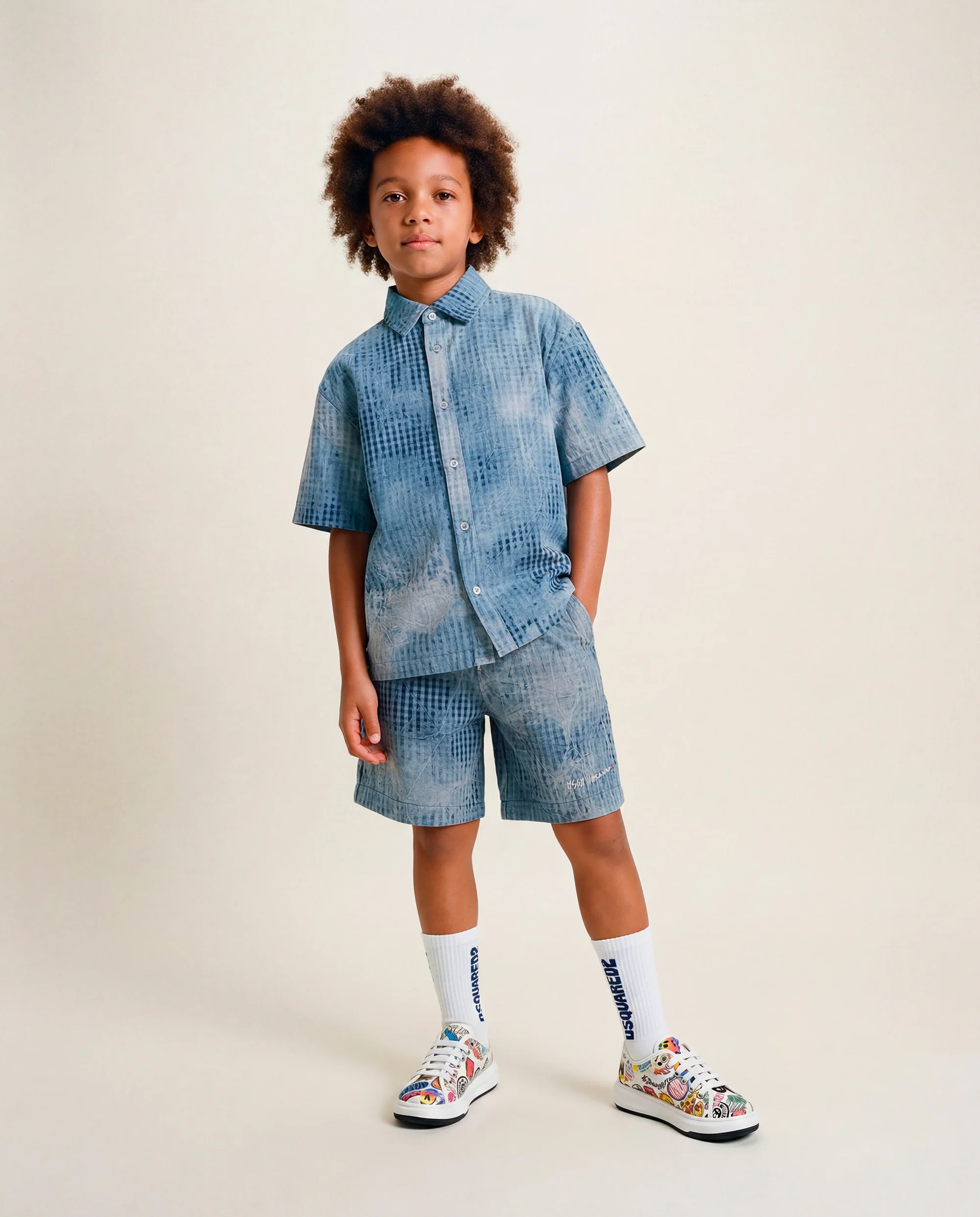 Msgm Kids Bermuda con Laccio Effetto Sbiadito per Bambini