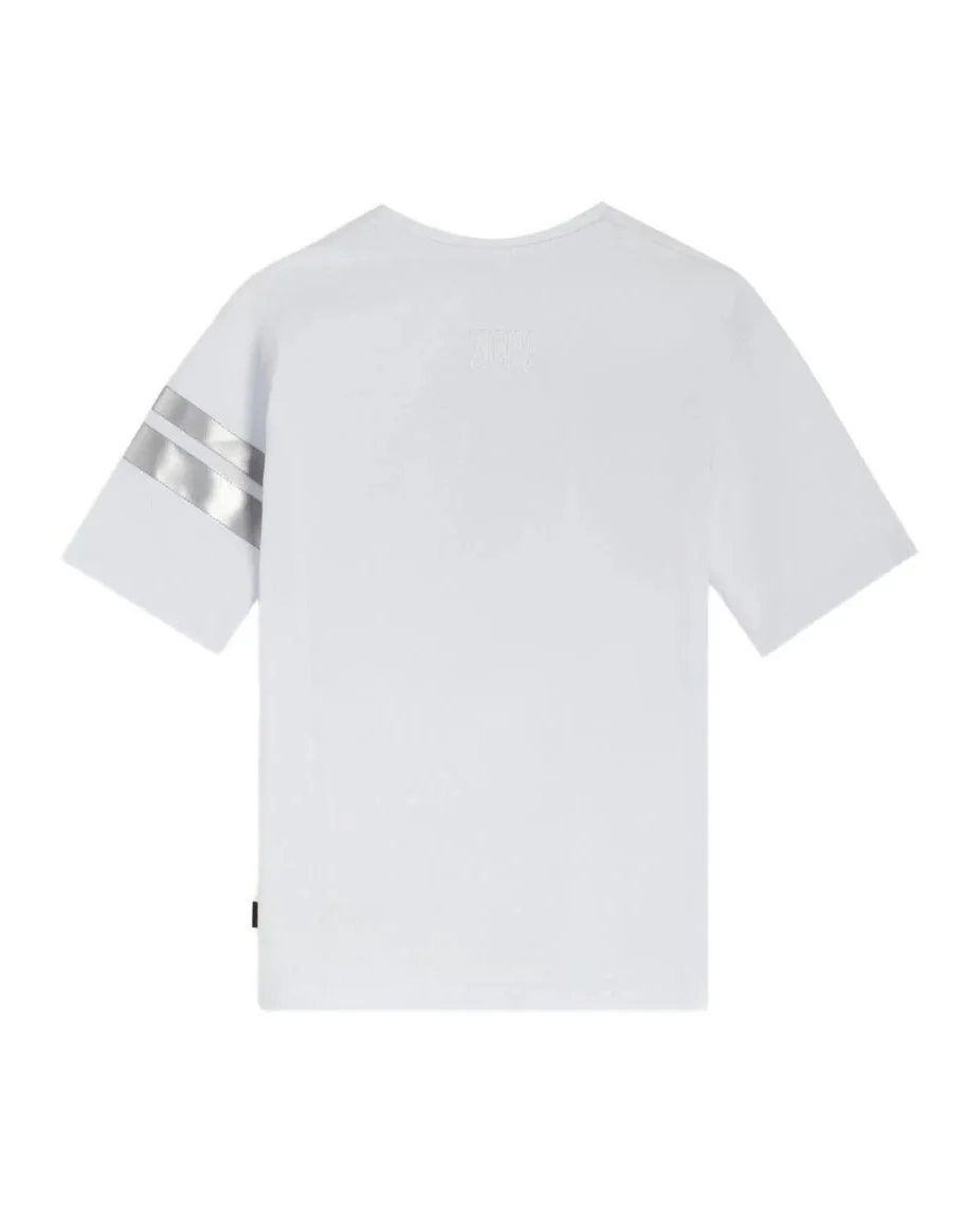 Gcds Kids T-shirt Bianco e Grigio con Logo per Bambini