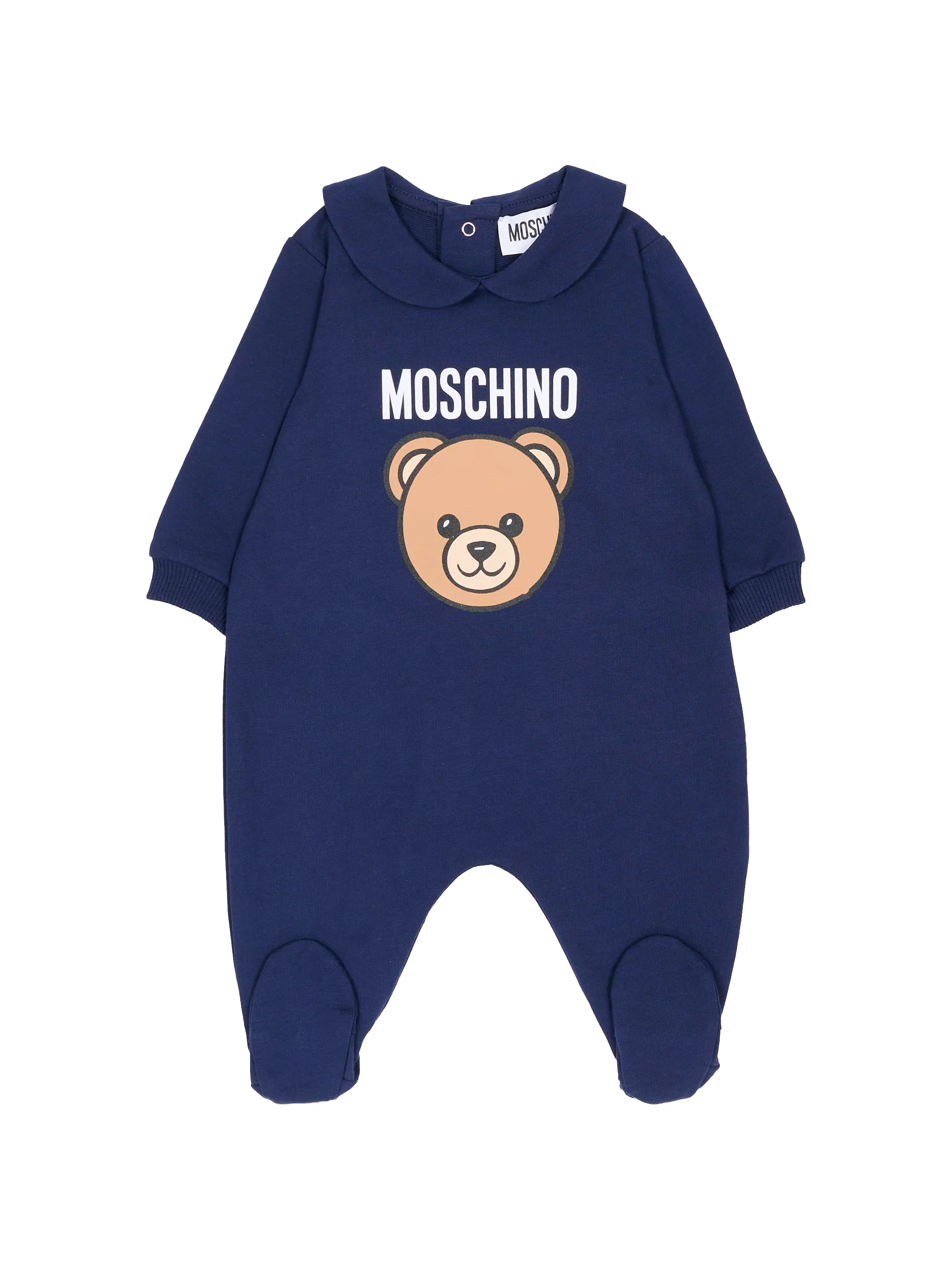 Moschino Kids Tutina Blu Navy con Stampa Logo Teddy per Neonati