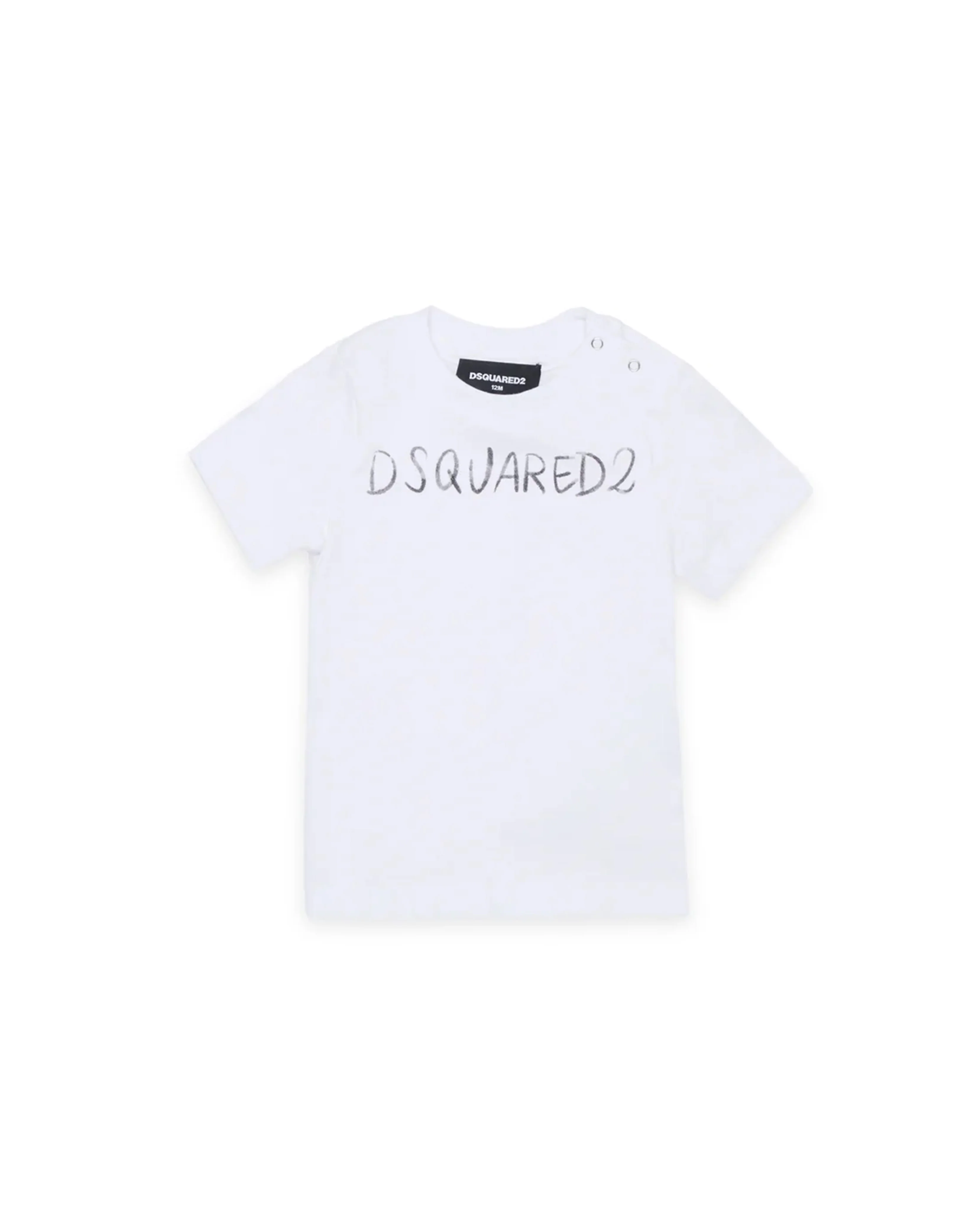 Dsquared2 Kids T-Shirt Bianco con Logo e Bottoni per Neonati