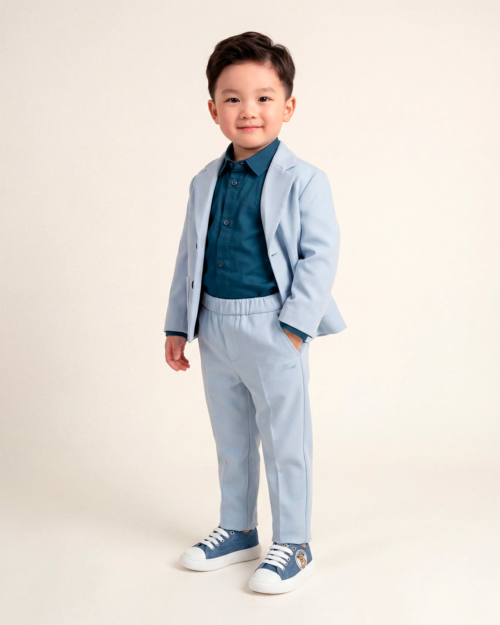 Daniele Alessandrini Kids Giacca Celeste con Tasche per Neonati