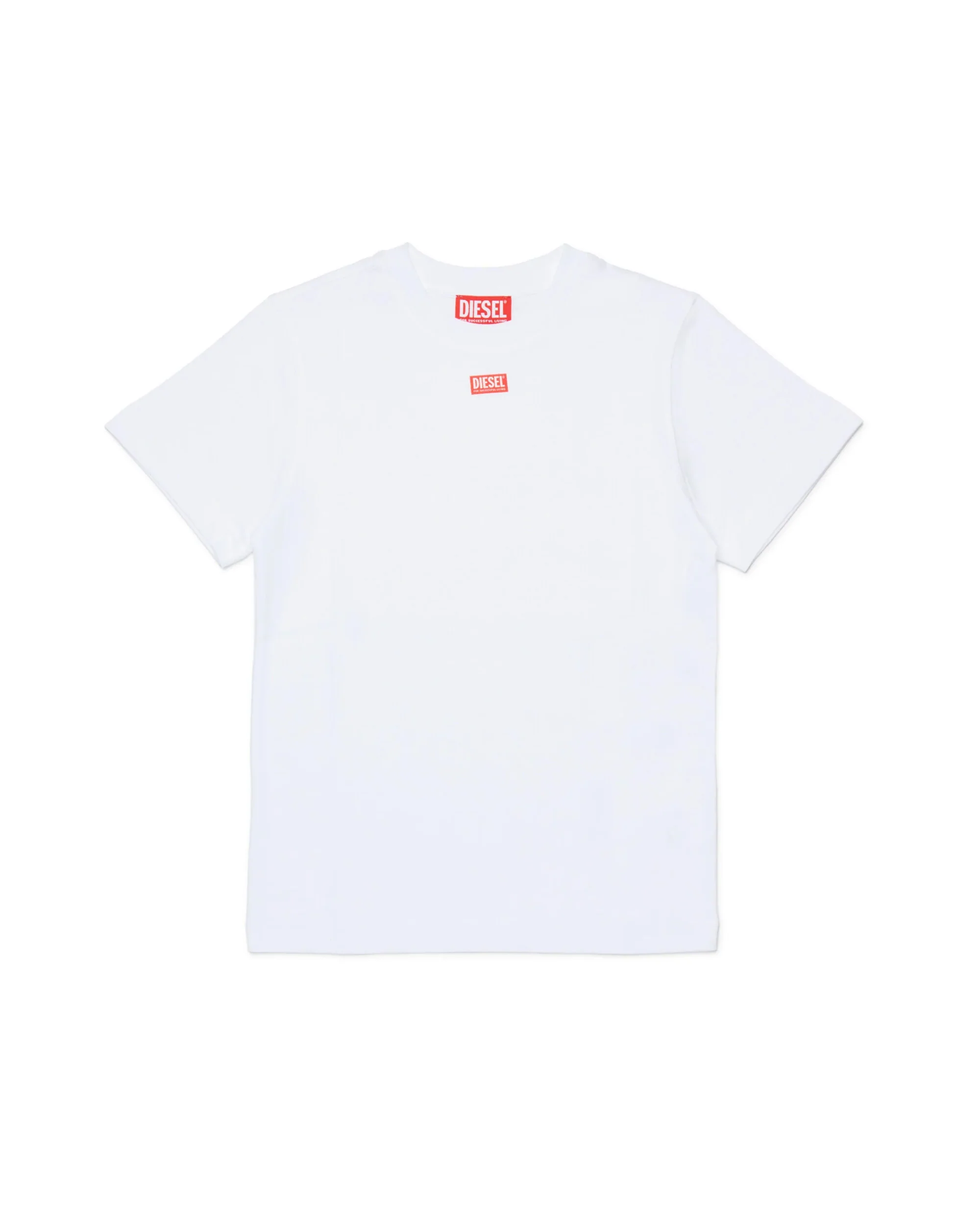 Diesel Kids T-shirt Bianca con Etichetta Logo Frontale Unisex per Bambini