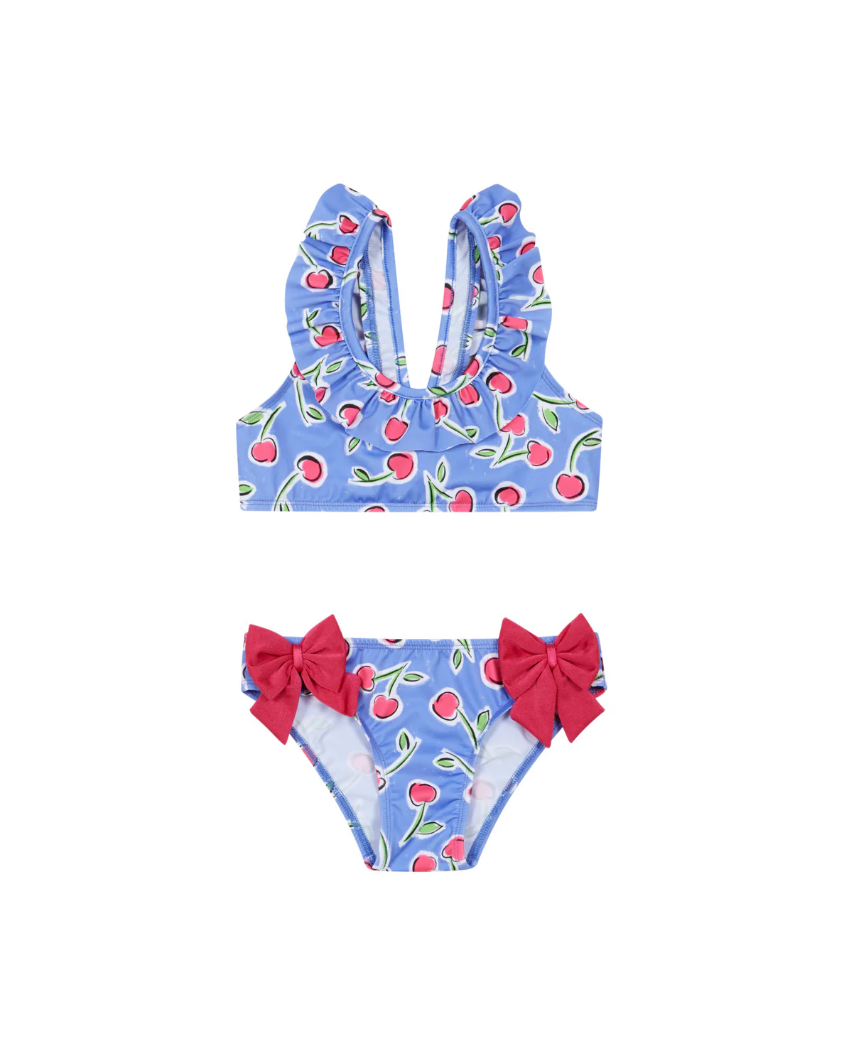 Deolinda Kids Costume Due Pezzi Viola Fantasia Ciliegie con Fiocchi per Neonate