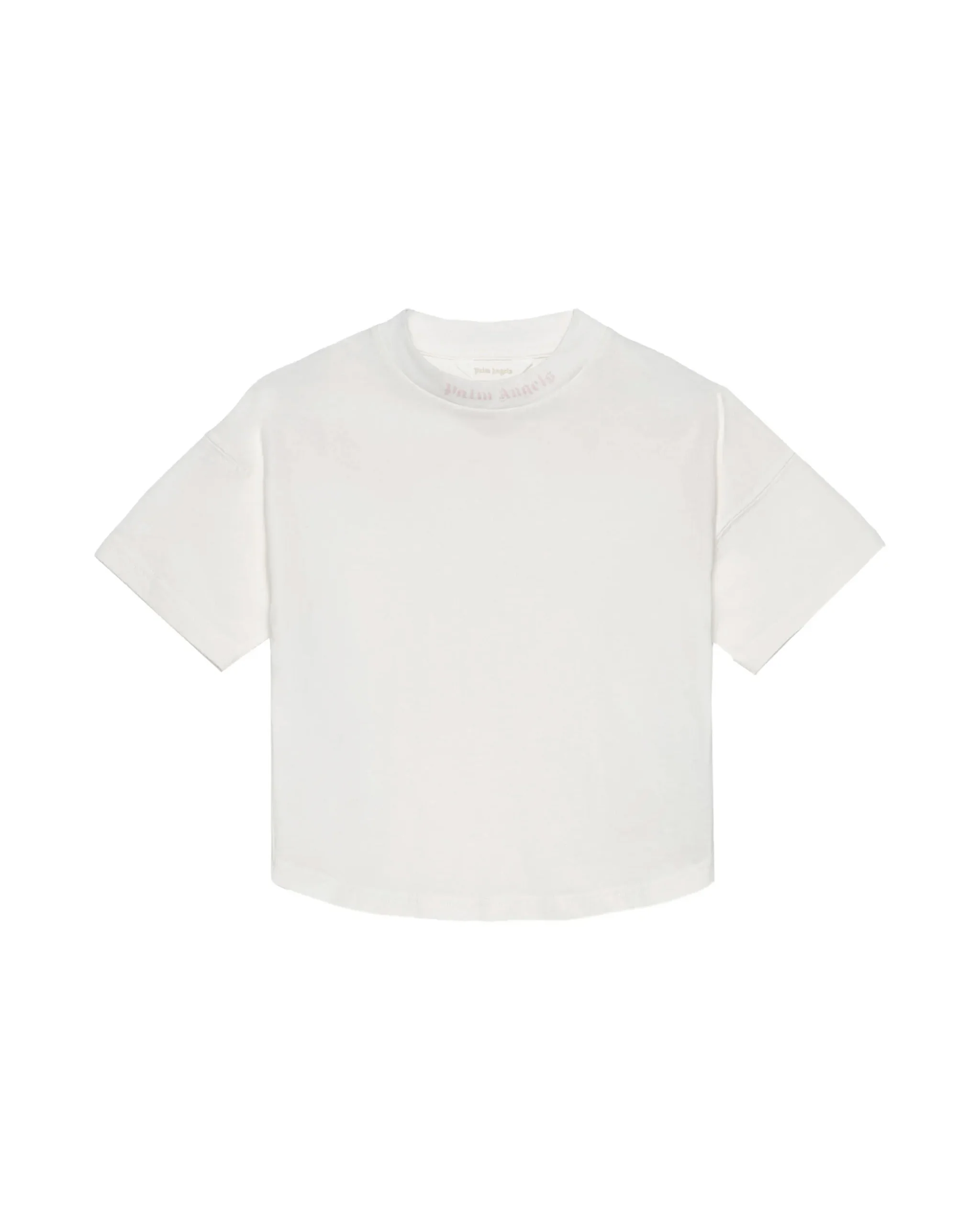 Palm Angels Kids T-Shirt Off-White con Logo Rosa per Bambine