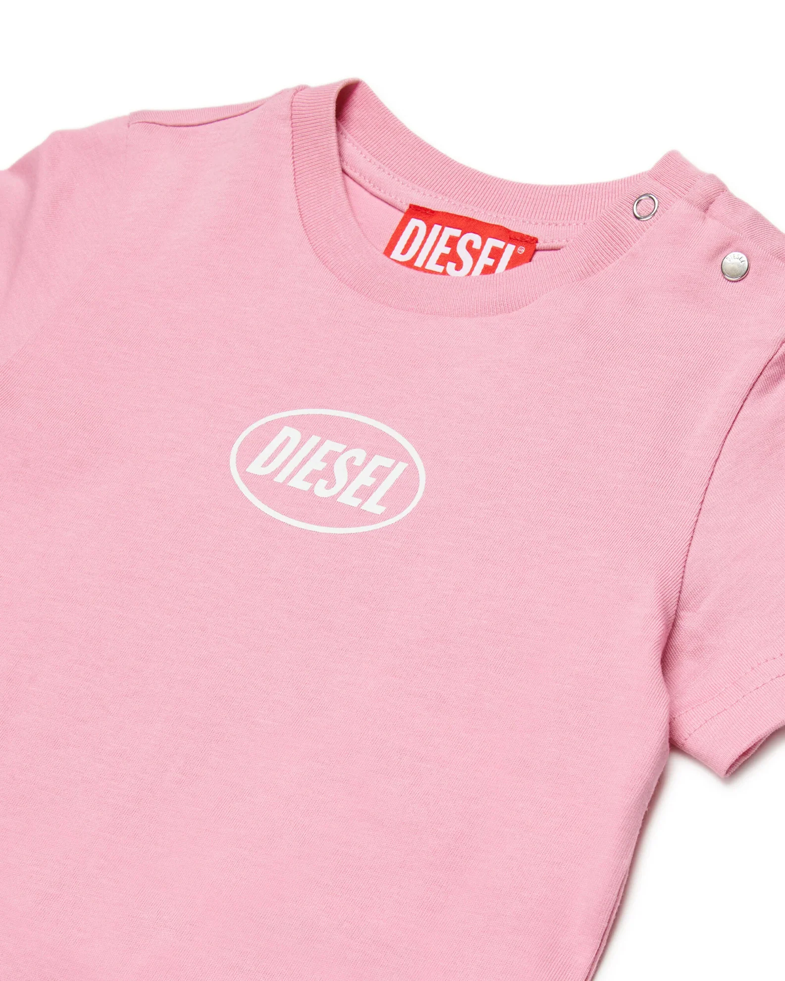 Diesel Kids T-shirt Rosa con Logo Oval D per Neonate