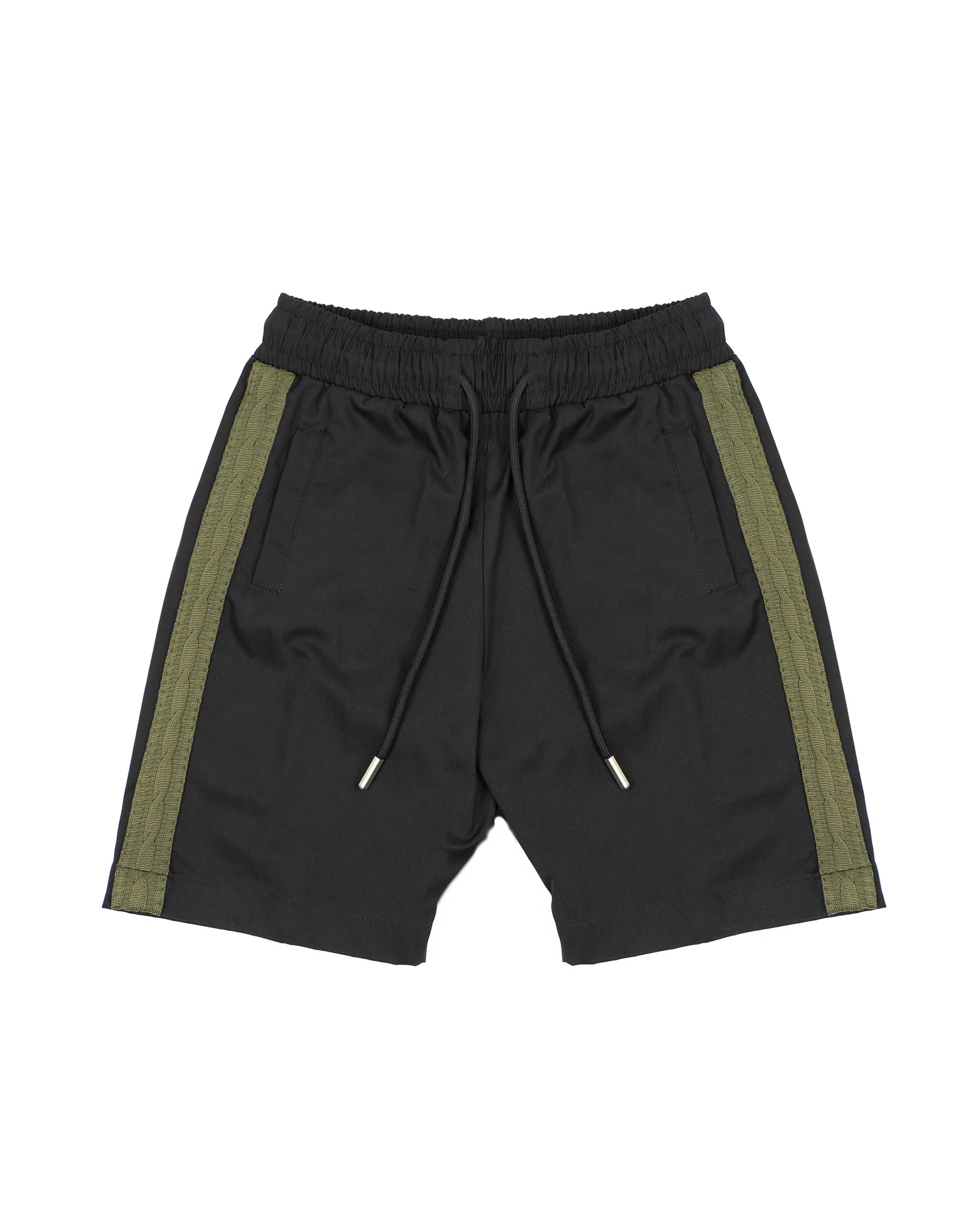 Yes London Kids Bermuda Nero con Dettaglio Ricamo Verde Laterale e Applicazione Logo sul Retro per Bambini
