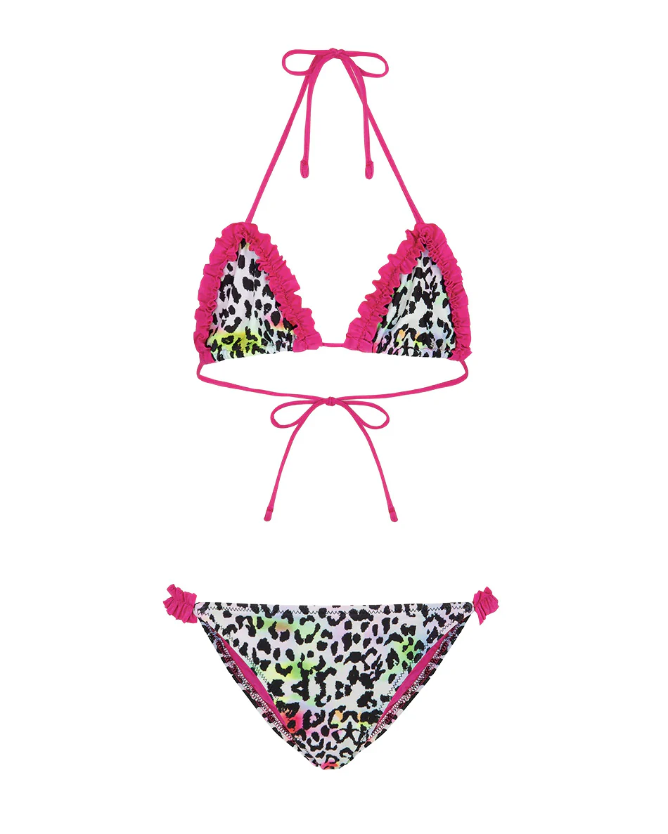 F**K Kids Costume Fantasia Leopardato Multicolor per Bambine