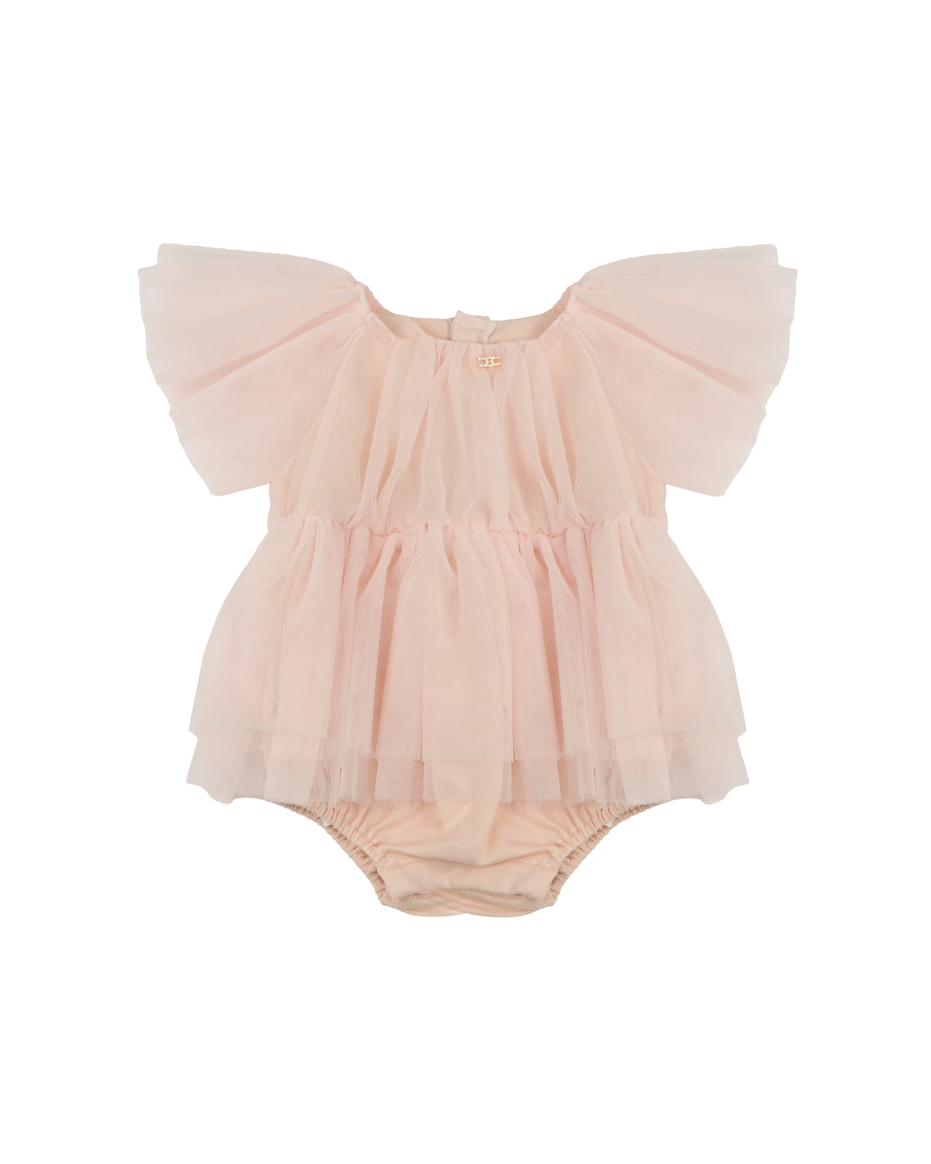 Elisabetta Franchi La Mia Bambina Pagliaccetto Rosa con Maniche a Sbuffo per Neonate