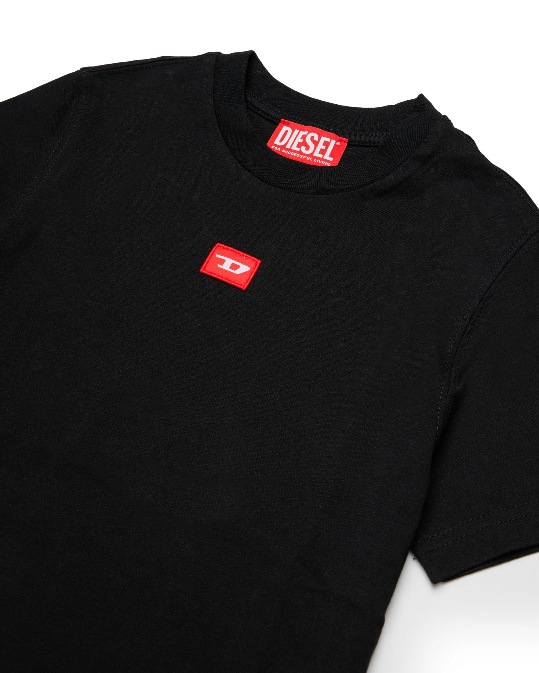 Diesel Kids T-shirt Nera con Ricamo Logo a Contrasto Unisex