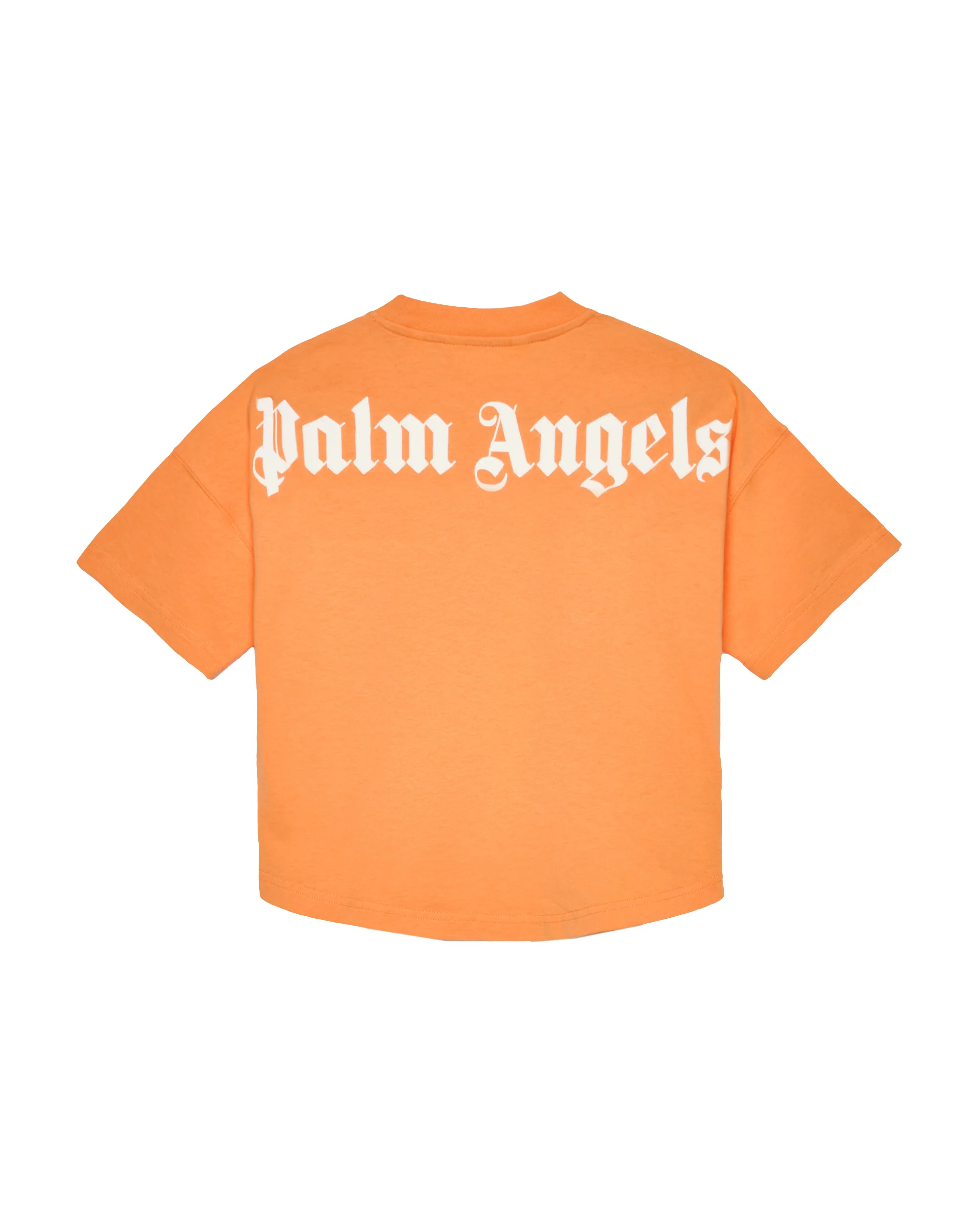 Palm Angels Kids T-Shirt Crop Arancione con Stampa Logo per Bambine
