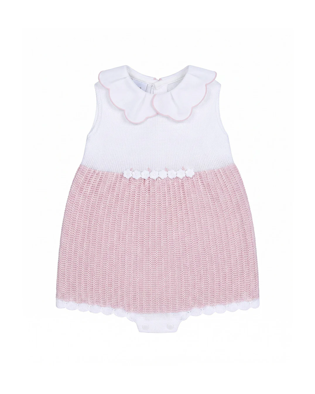 Marlù Pagliaccetto Bianco/Rosa con Ricamo Fiori per Neonate