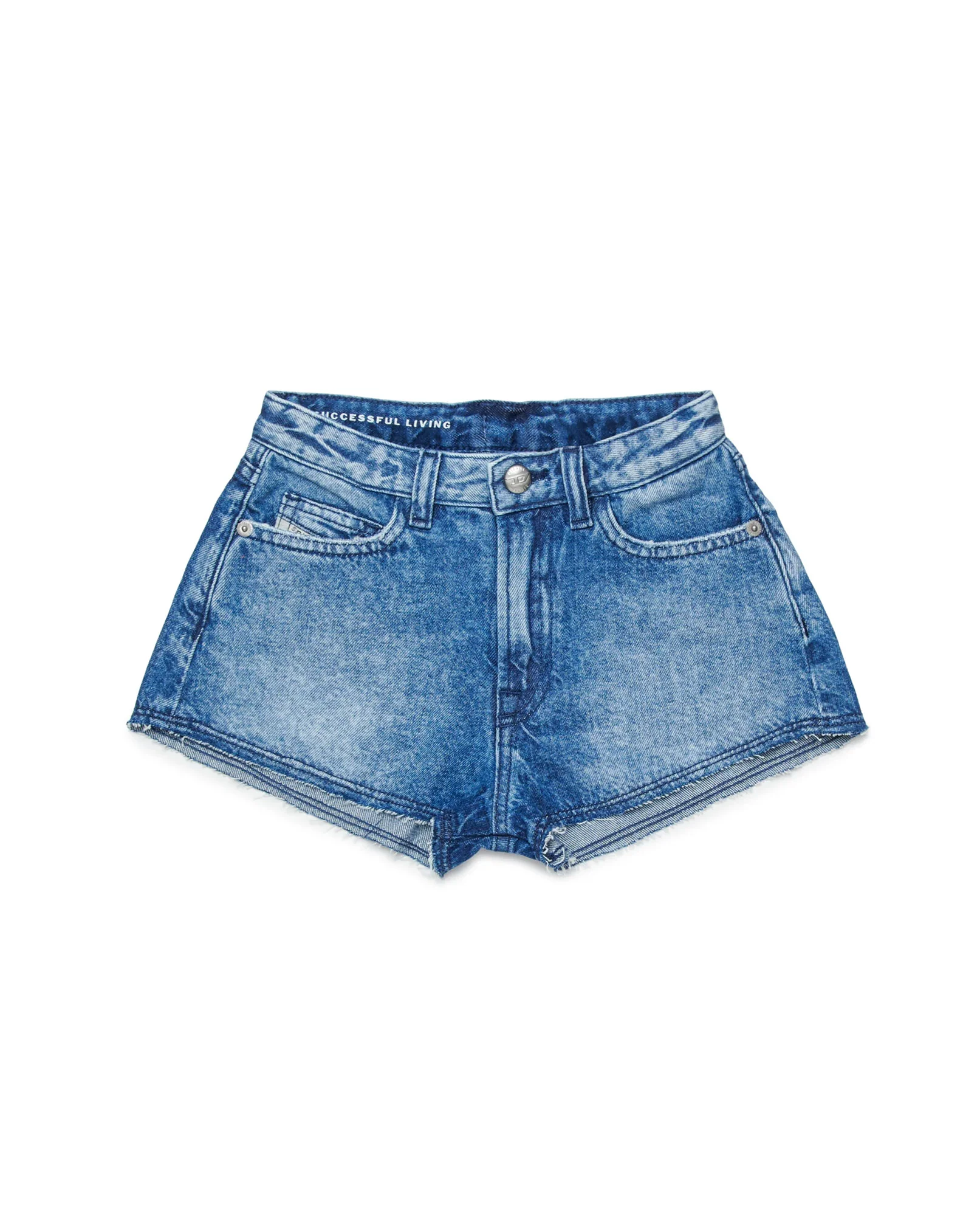 Diesel Kids Short in Denim con Patch Logo sul Retro per Bambine