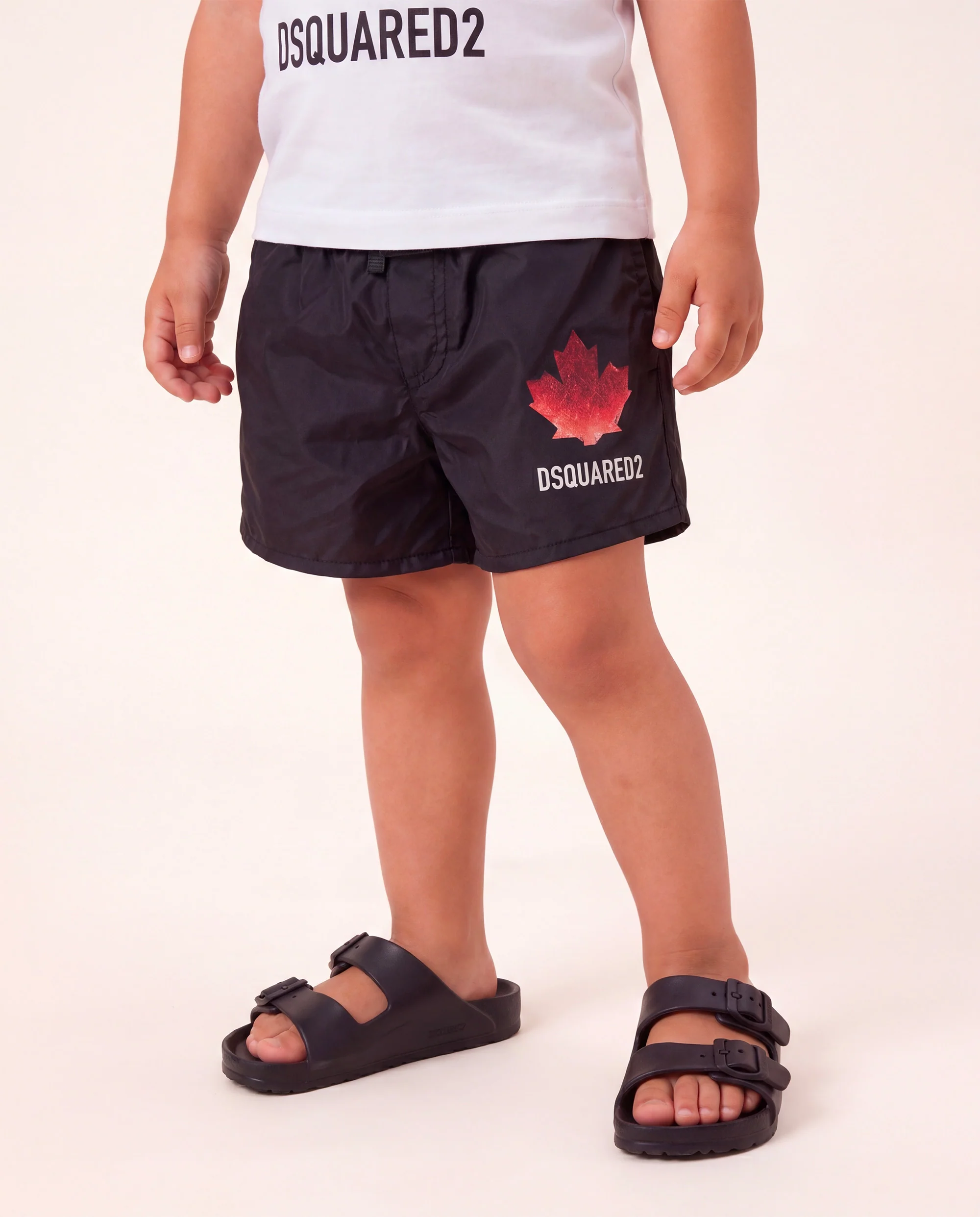 Dsquared2 Kids Costume Nero con Stampa Logo per Neonati
