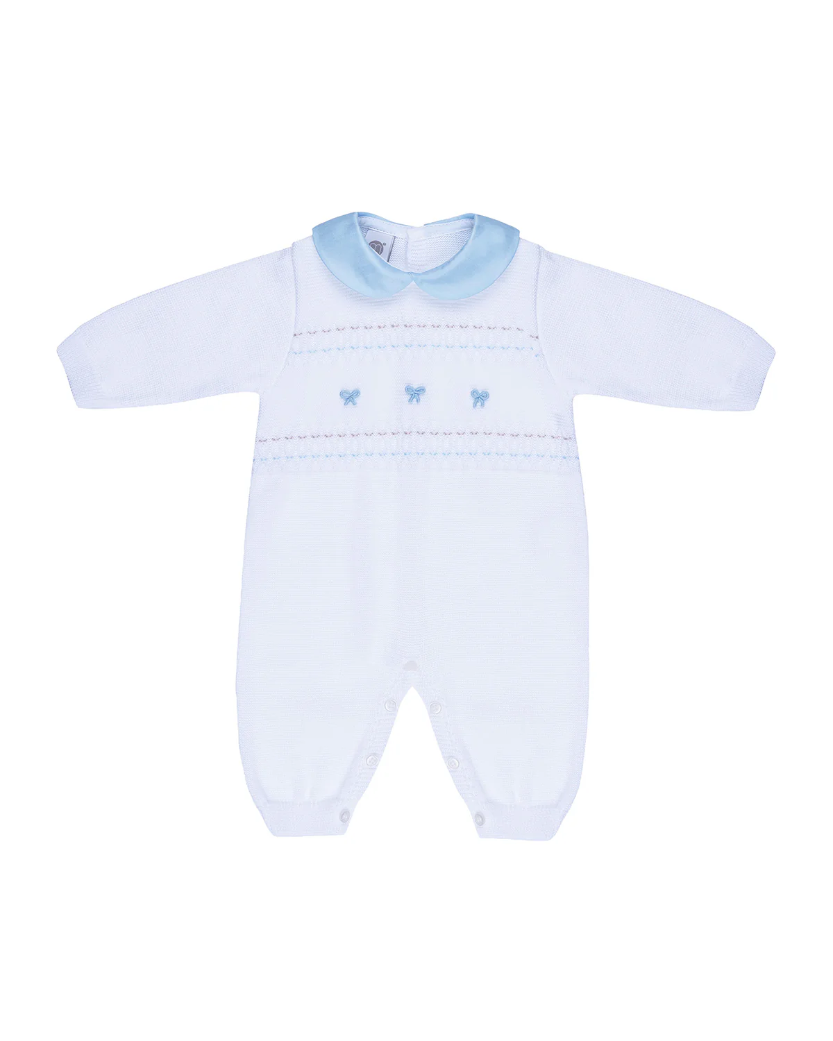 Tutina Marlù Bianca/Azzurra con Applicazione Fiochetti per Neonata