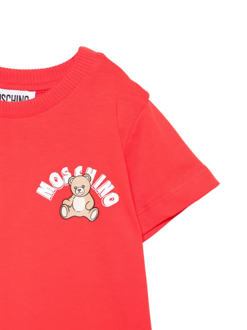 Moschino Kids T-Shirt Rossa con Logo Teddy Bear per Neonati
