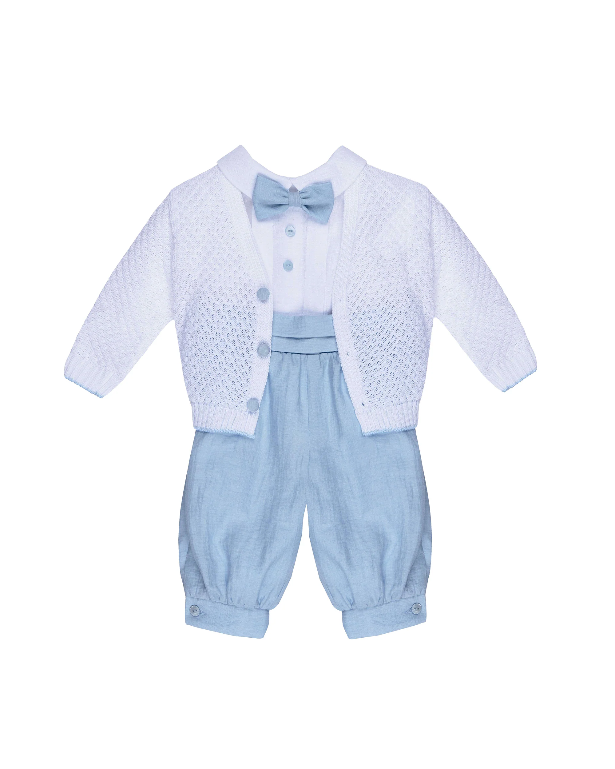 Completo 4pz Marlù Bianco/Cielo Classico per Neonati
