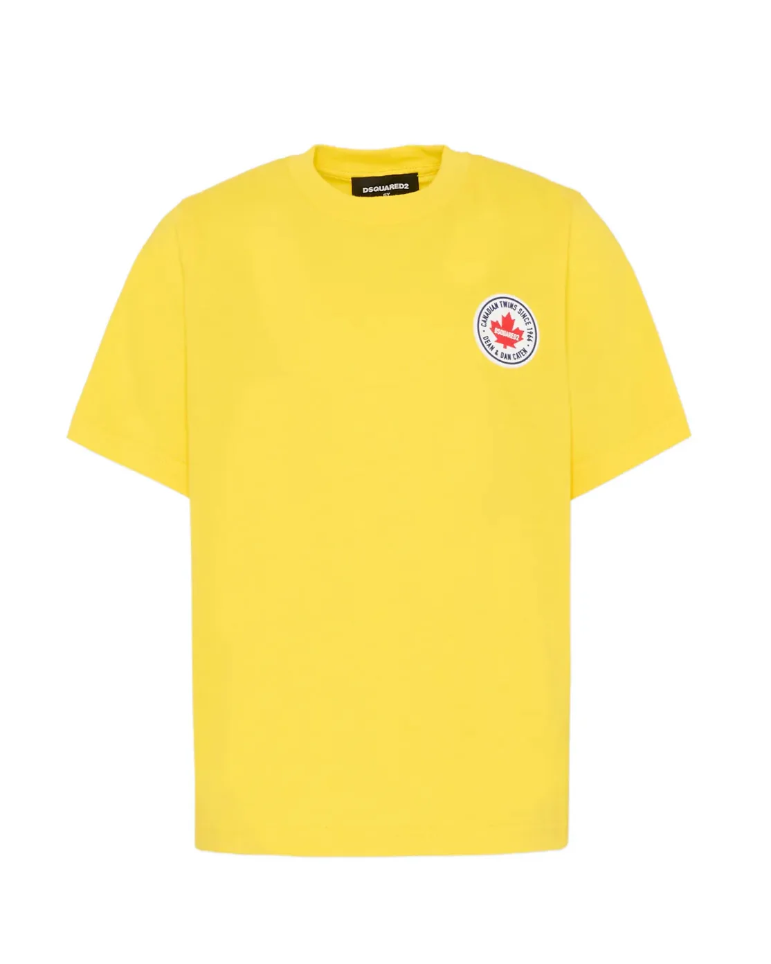 Dsquared2 Kids T-shirt Gialla Monocolore con Logo in Rilievo per Bambini
