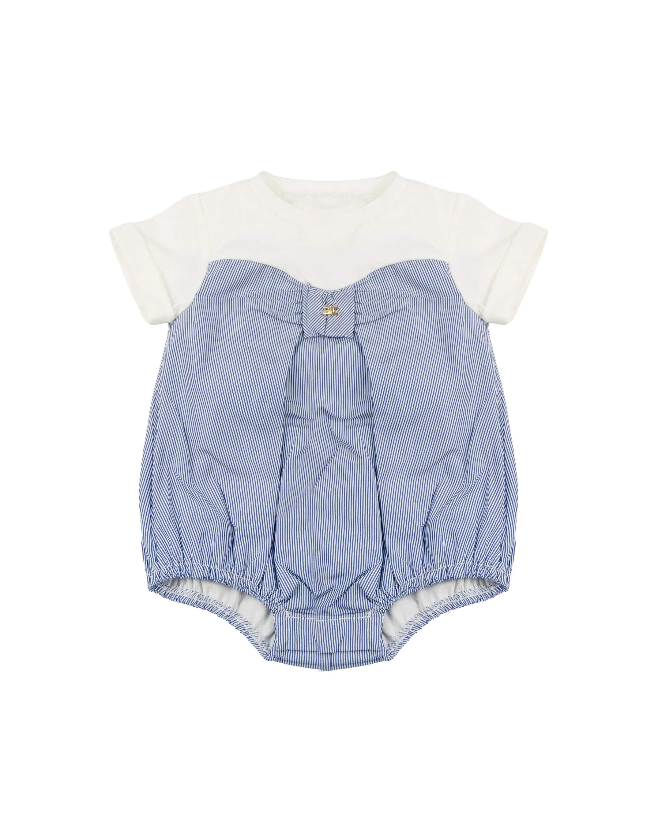 Elisabetta Franchi La Mia Bambina Pagliaccetto Avorio/ Azzurro con Motivo a Righe per Neonate