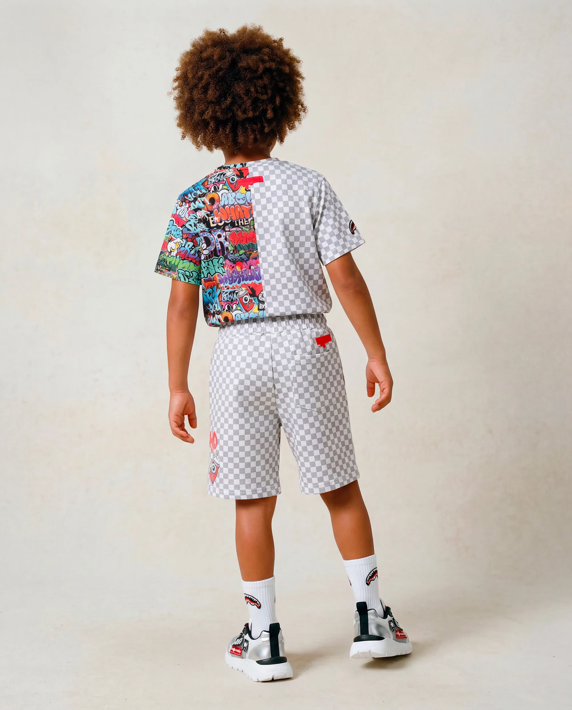 Sprayground Kids Bermuda a Scacchi con Stampa per Bambini