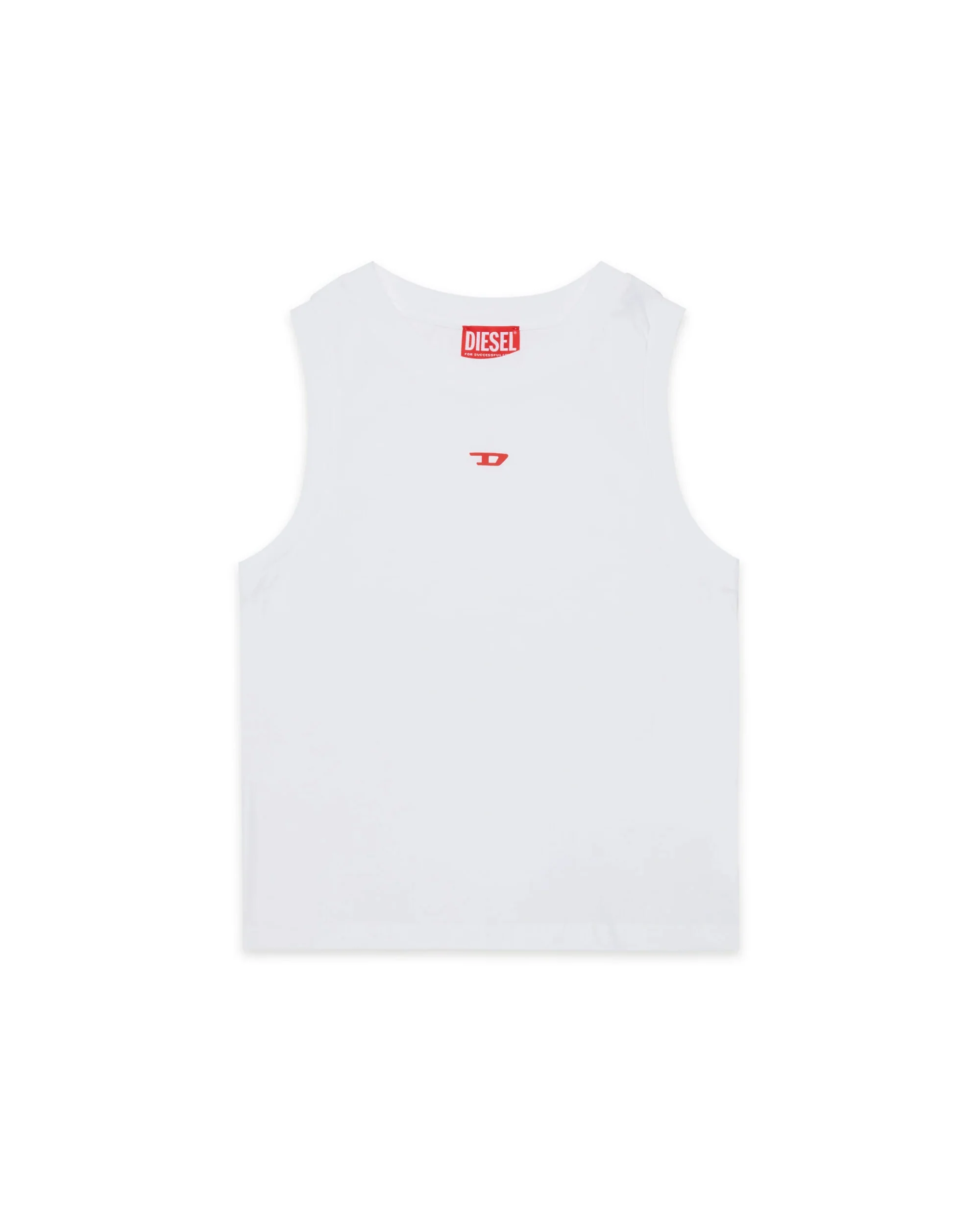 Diesel Kids Canotta Bianca con Ricamo Logo a Contrasto per Bambini
