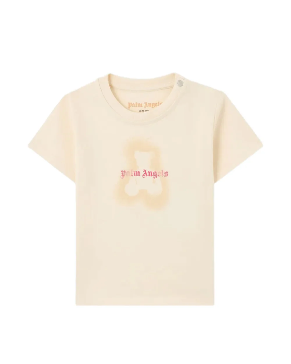 Palm Angels Kids T-Shirt Sabbia con Stampa Teddy e Logo per Neonate