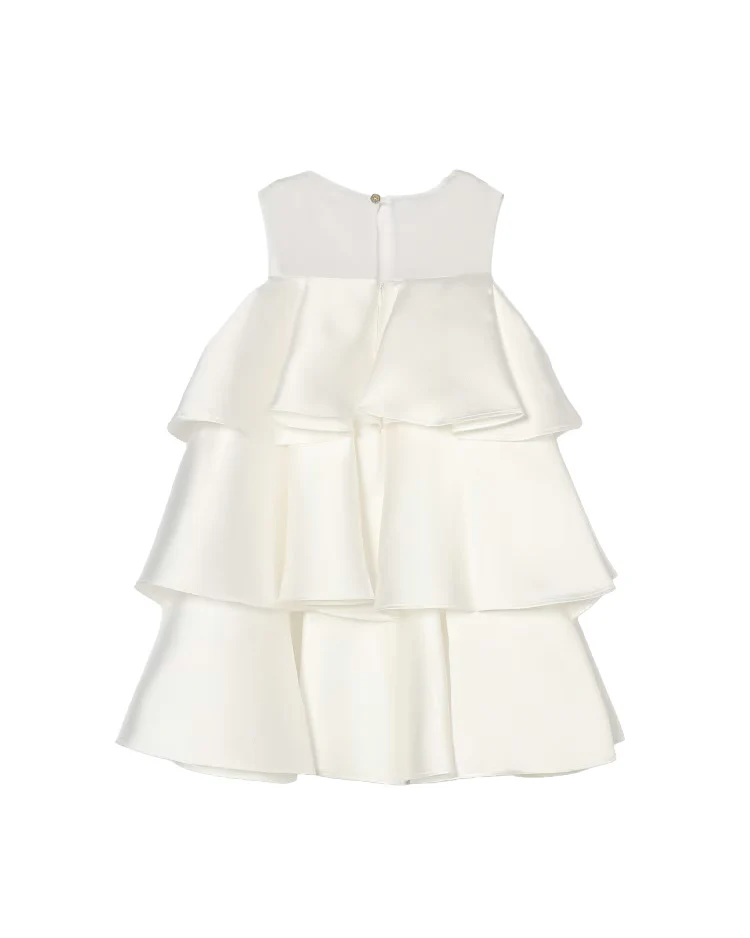 Blumarine Kids Abito Bianco con Balze per Bambine