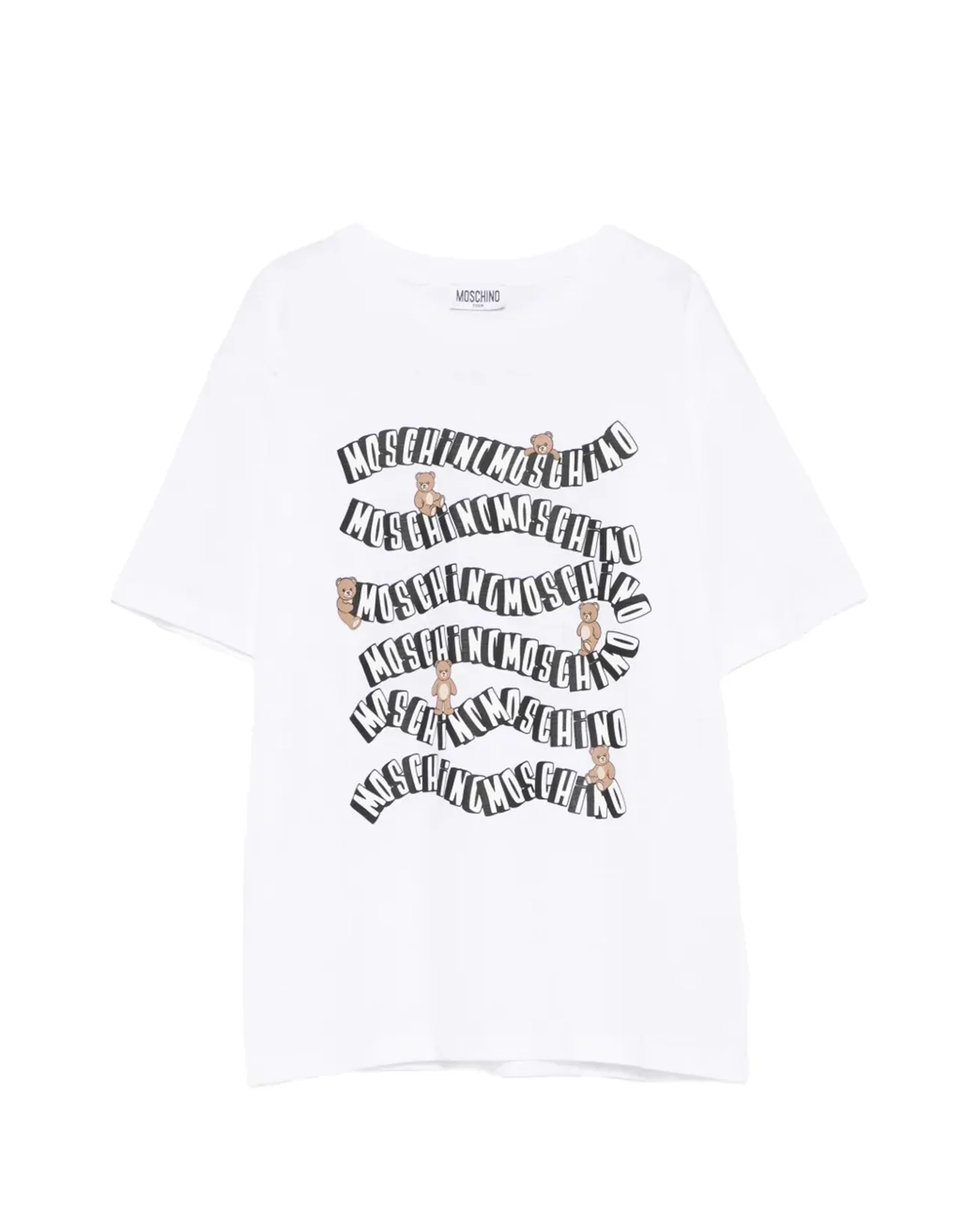 Moschino Kids T-shirt Bianco con Logo e Teddy Bear Unisex