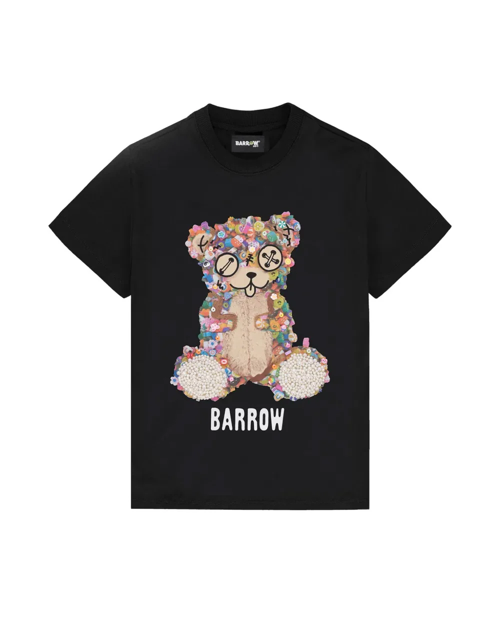 Barrow Kids T-Shirt Nero con Stampa Teddy Multicolor per Bambine