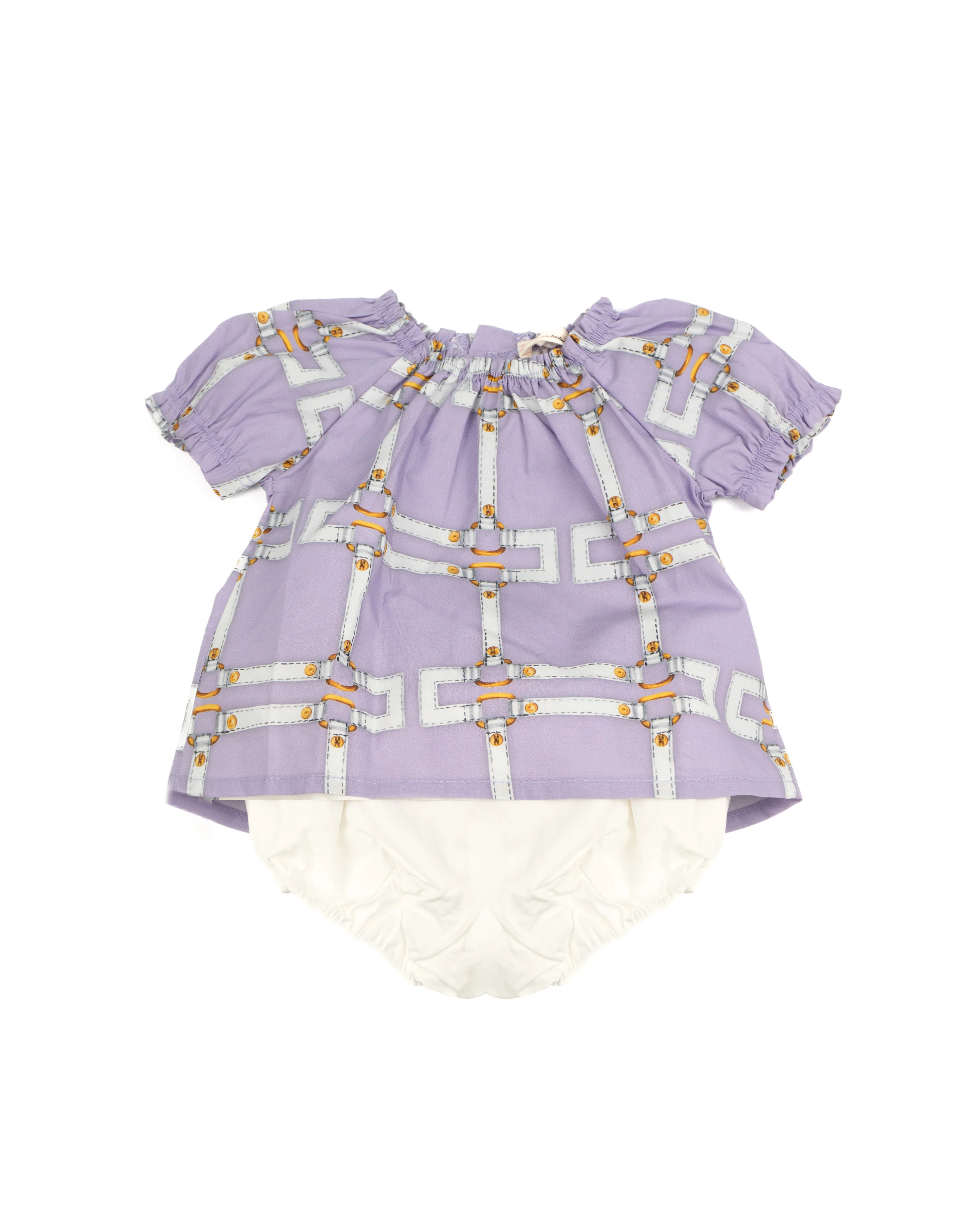 Elisabetta Franchi La Mia Bambina Abito con Mutanda Abbinata Lilla/Avorio per Neonate