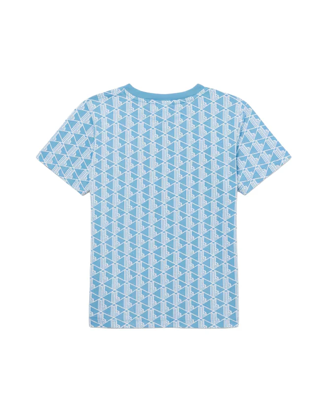 Lacoste Kids T-Shirt Celeste con Stampa All-Over per Bambini