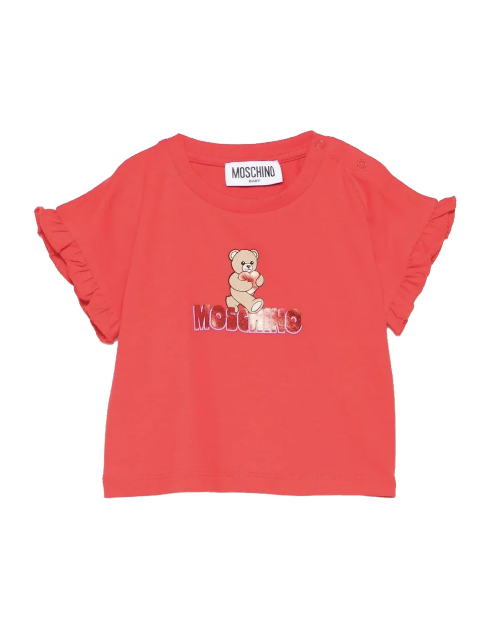 Moschino Kids T-Shirt Rosso con Teddy Bear per Neonate