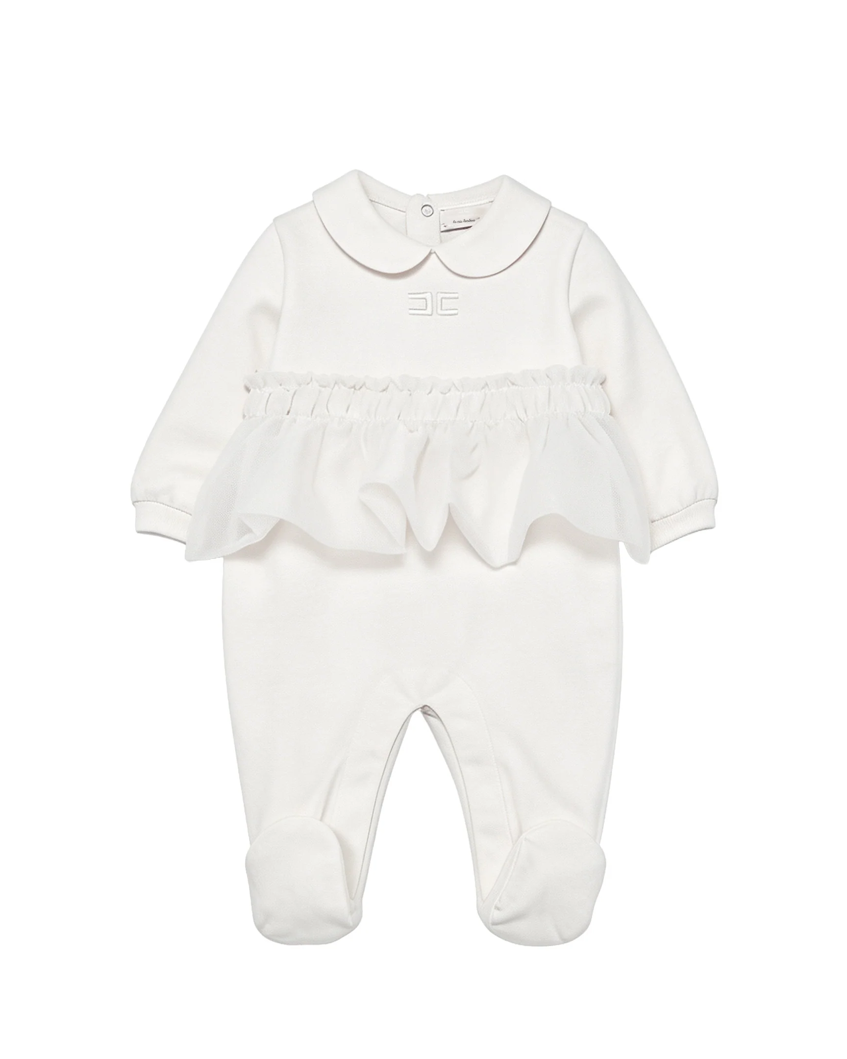 Elisabetta Franchi La Mia Bambina Tutina Avorio con Ruches per Neonate