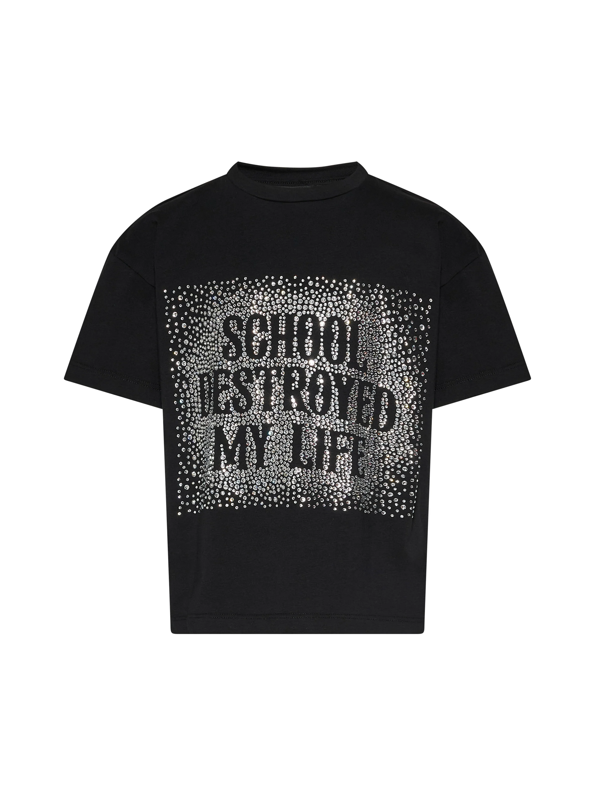John Richmond Kids T-shirt Nera con Stampa Logo in Strass Negativo per Bambine