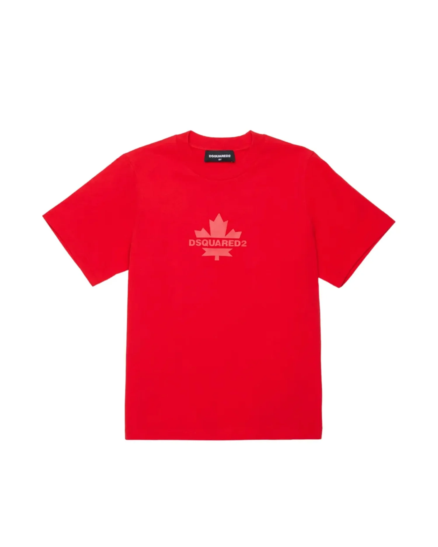Dsquared Kids T-shirt Rossa con Stampa Logo Foglia D'acero per Bambini