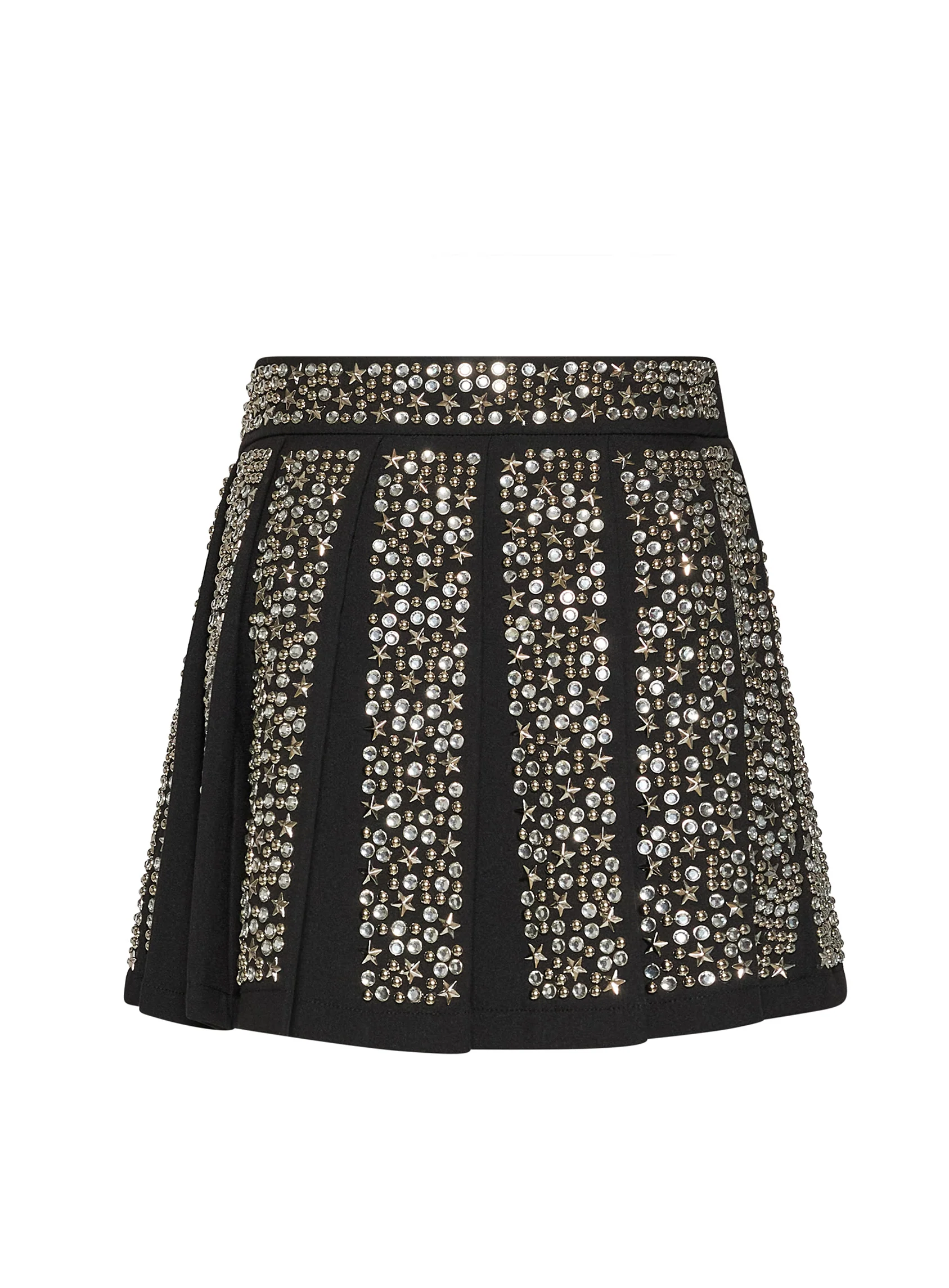 John Richmond Kids Gonna Nera Plissettata con Motivo Strass All'Over per Bambine